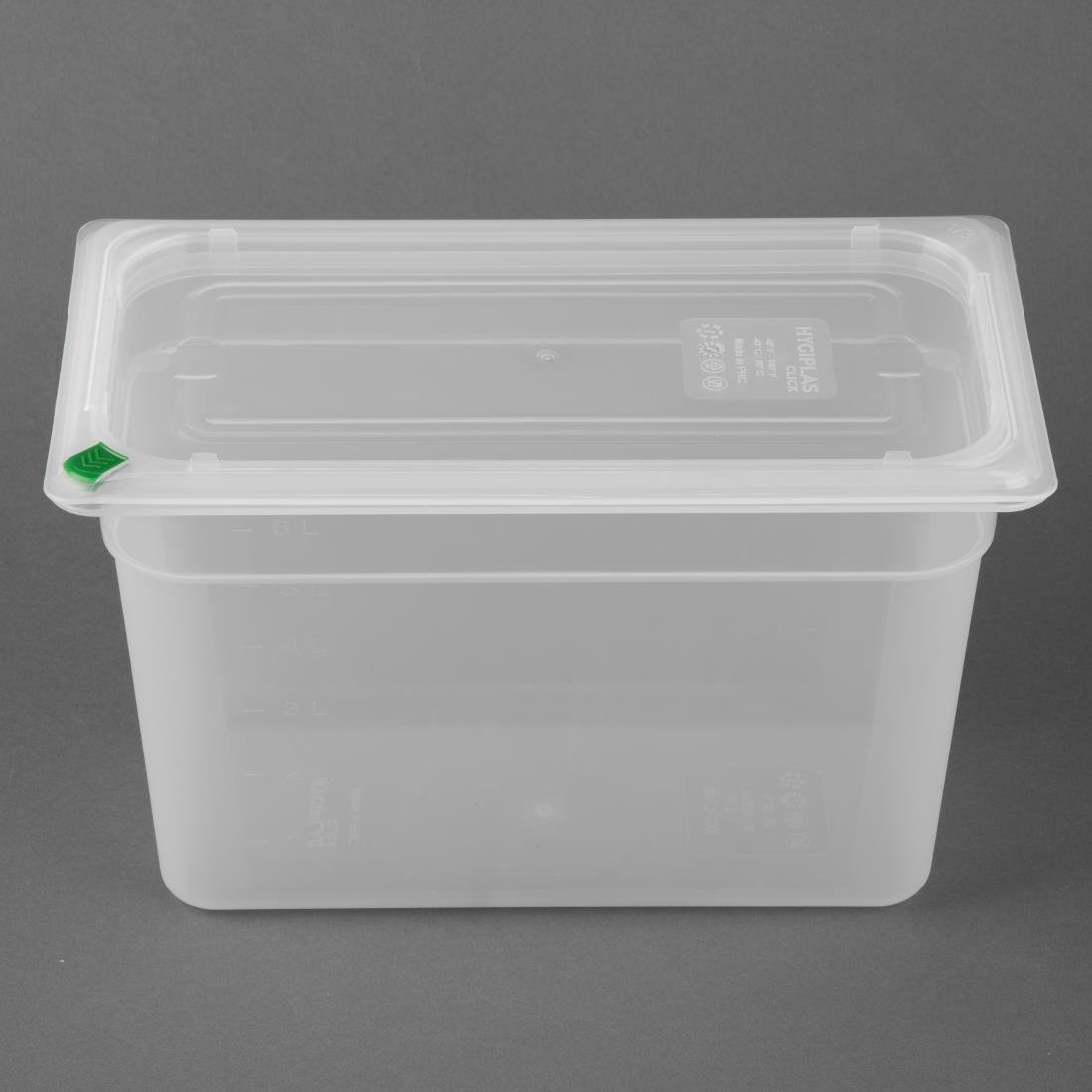 Bacs PP Hygiplas Click GN 1/3 avec couvercles et 7 clips de couleur 200mm 6,9L (lot de 4)