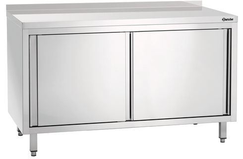 Meuble Inox Avec Portes Coulissantes + Rebord De 40mm - 1400x700x850-900(h)mm