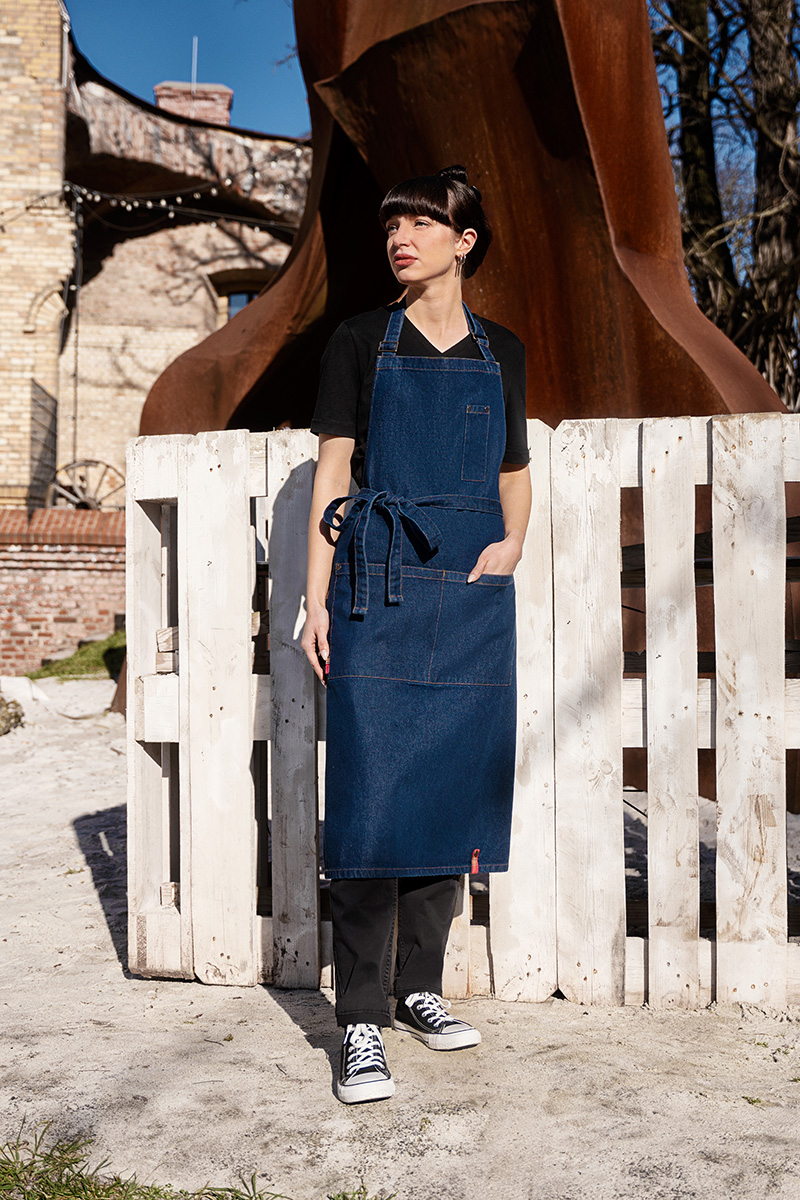 Tablier à bavette Denim ROCK CHEF-Stage2 - Denim Blue