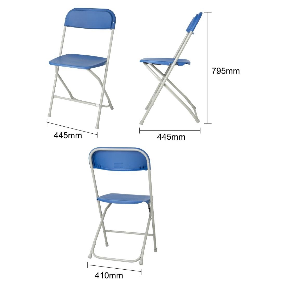 Chaises pliantes en polypropylène Bolero bleues (lot de 10)