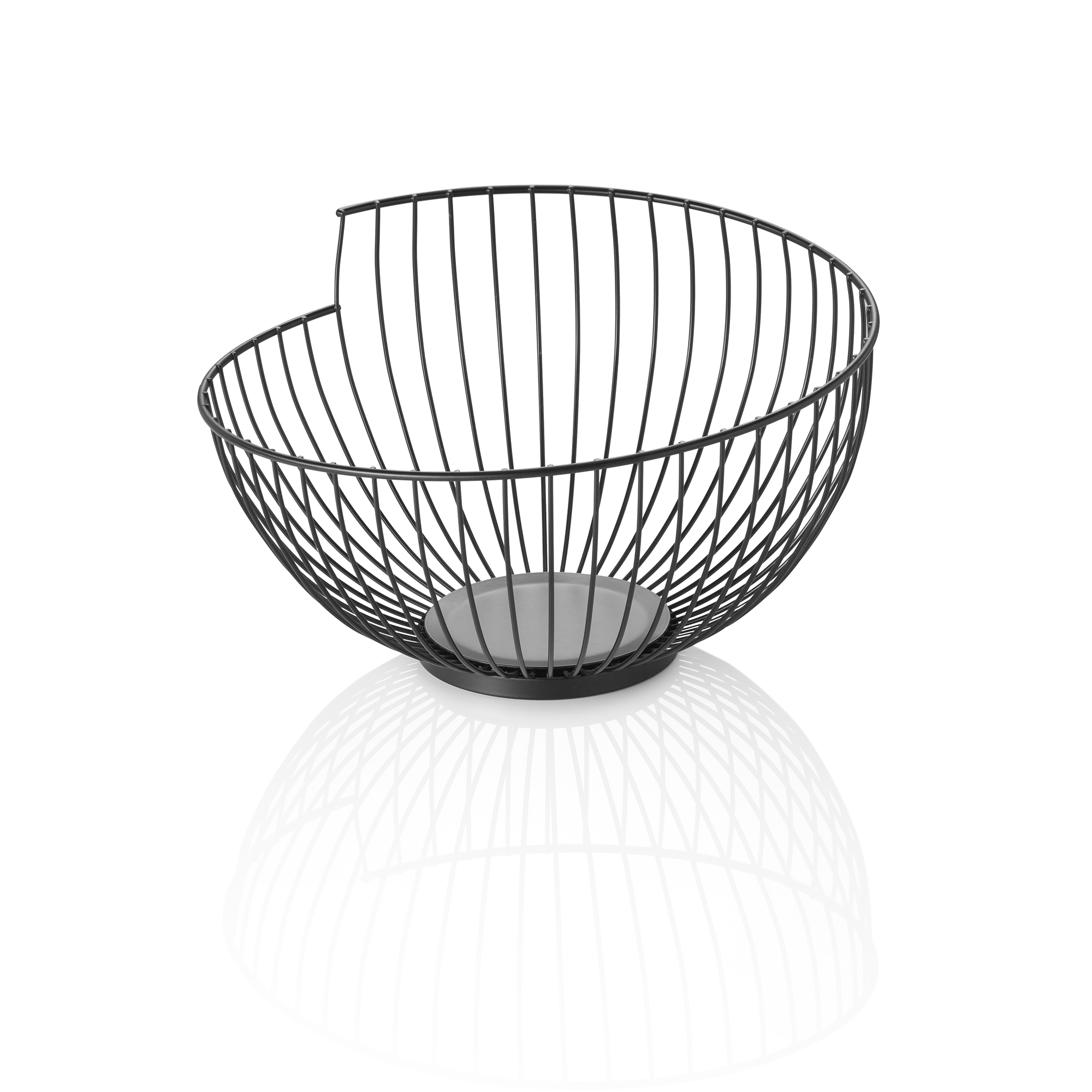 Mand - Ø 28 cm - hoogte 16,5 cm - zwart - gepoedercoat - metaal 