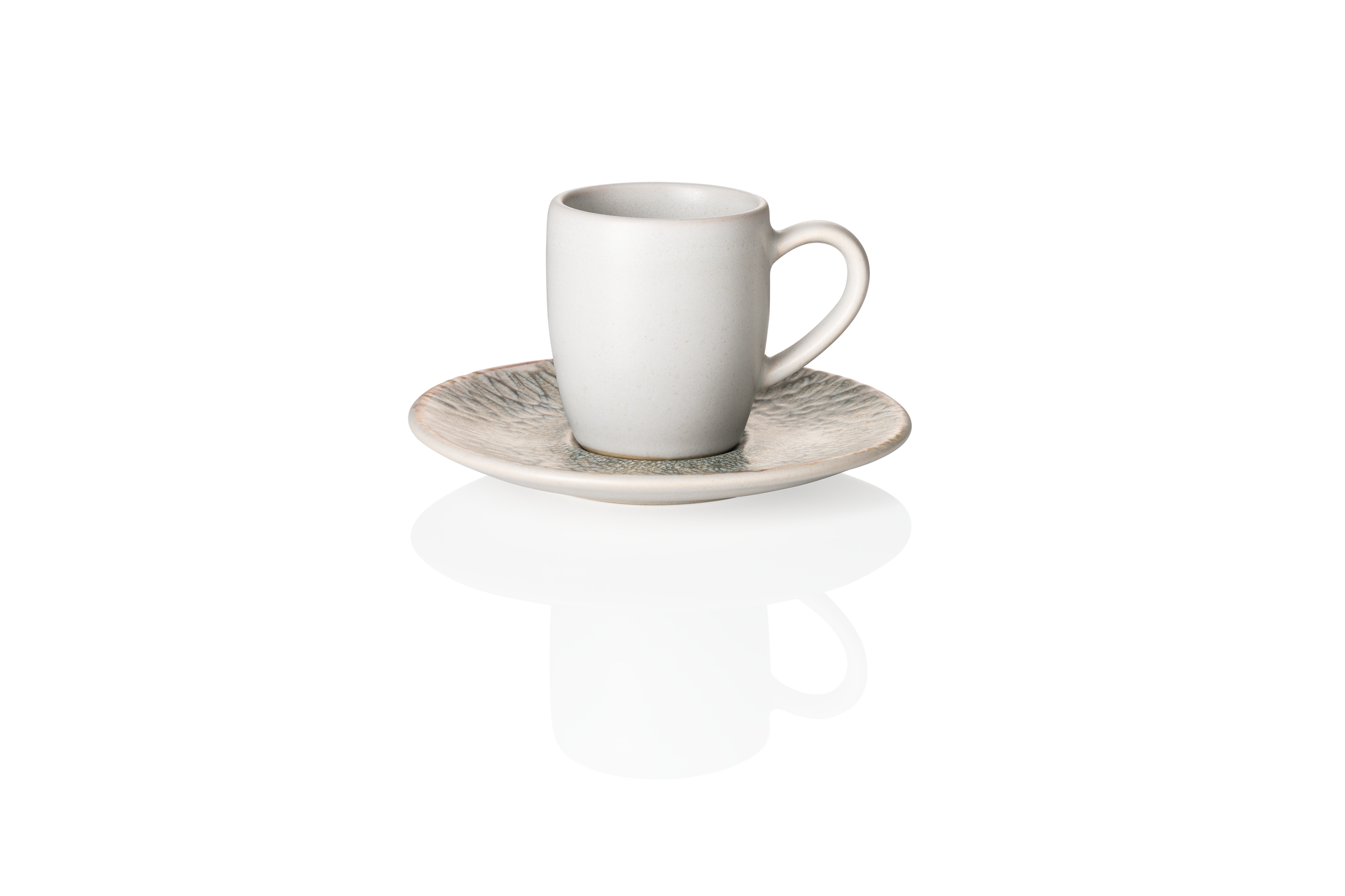 Espresso- und Untertasse Set ROCKZZERO, 80 ml, iris, Set á 6 Stück, Steinzeug