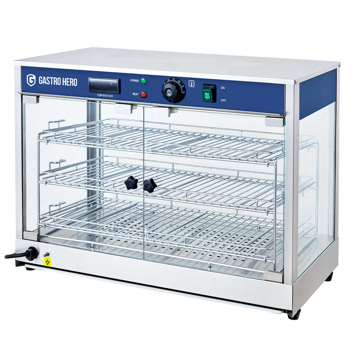 Vitrine chauffante ECO 700 | 3 étagères | Éclairage halogène | 30 à 85 °C