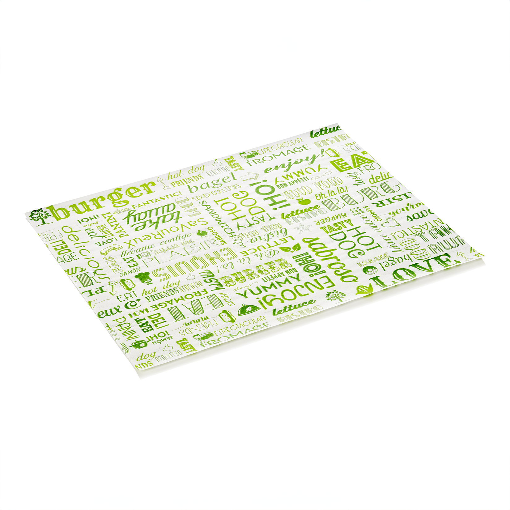 Papier à burger Veggie WRAP & GO, 28 x 34 cm, set de 1000 feuilles, papier anti-graisse