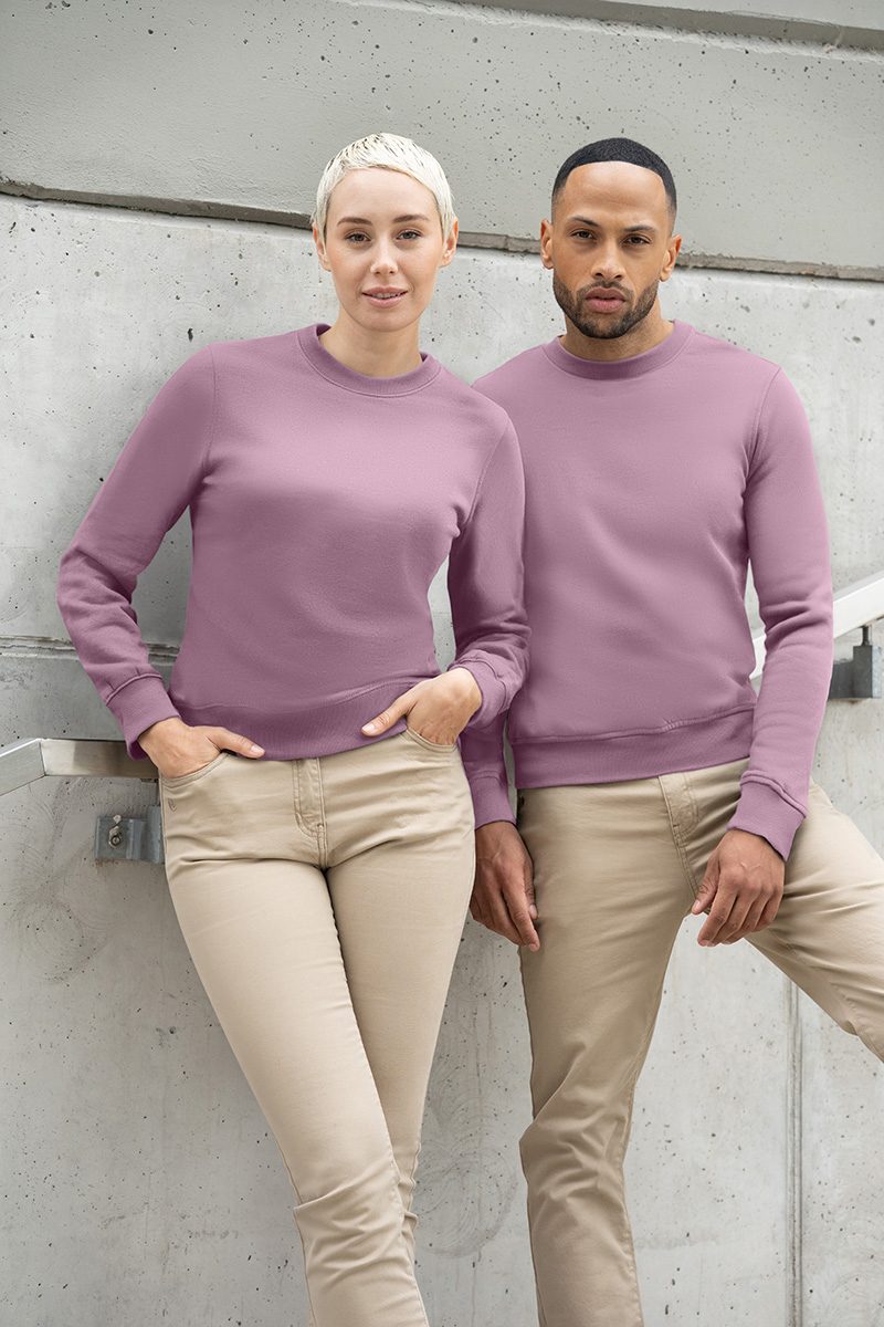 Herren Workwear Sweatshirt Soft-Face, aus nachhaltigem Material - Dunkelrosa - L