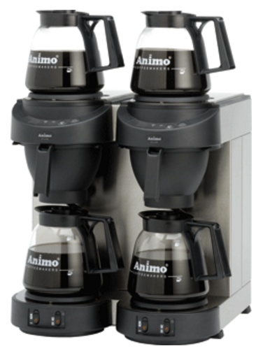 Machine à café double Animo raccordement à l'eau fixe | 10562| M202| Inc. 4 pichets en verre 1,8 litre | 3500W
