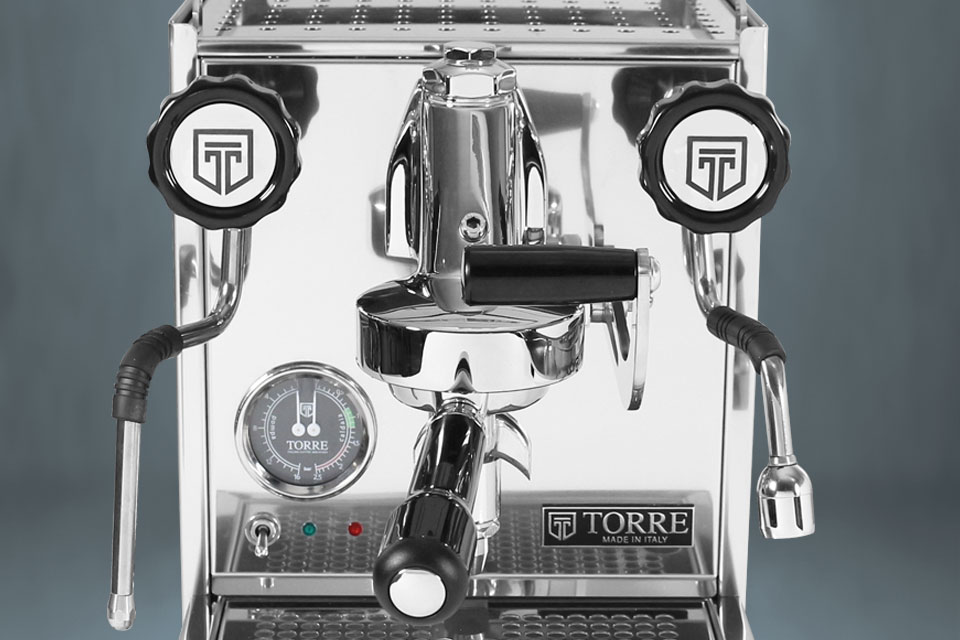Machine à espresso en acier inoxydable Torre Luigino - Manches en bois