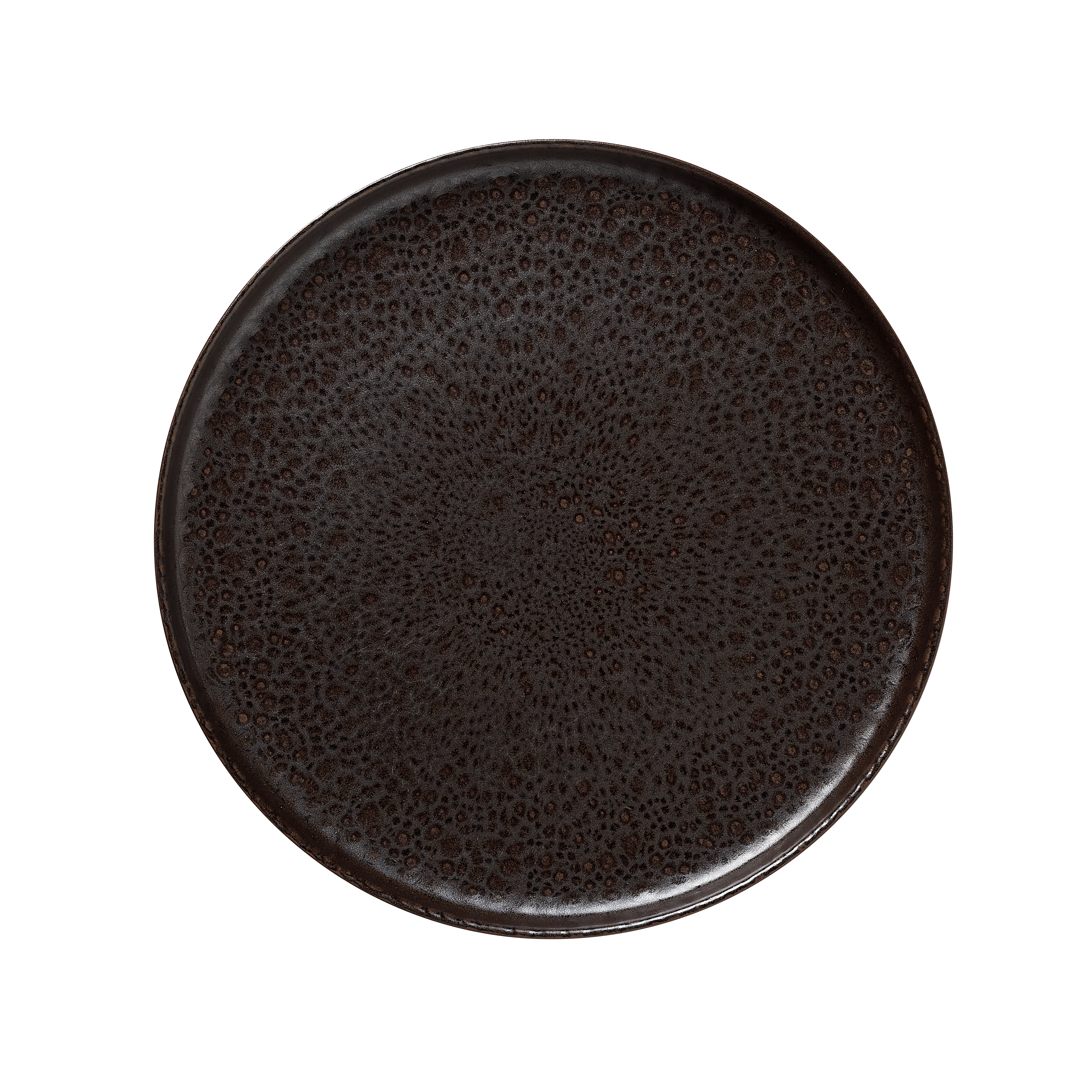 Borden-set ROCKZZERO, plat, Ø 33 cm, metallic bruin, set van 4 stuks, steengoed