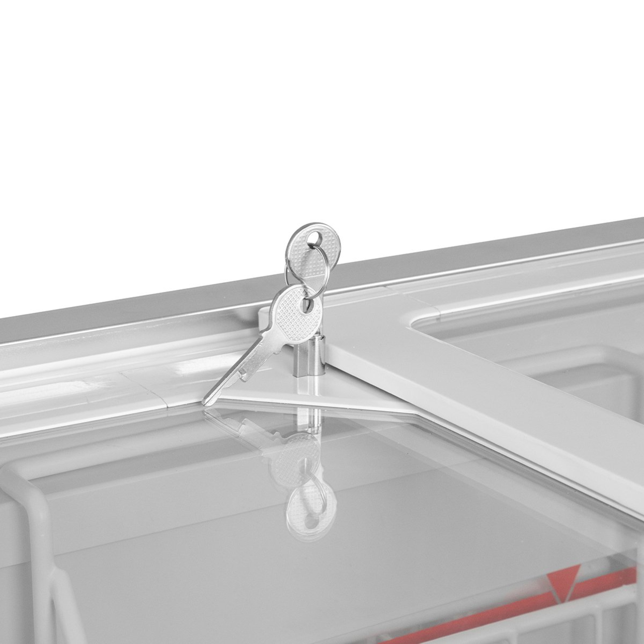 Tiefkühltruhe ECO 350 mit Glasschiebedeckel, 4 Rollen
