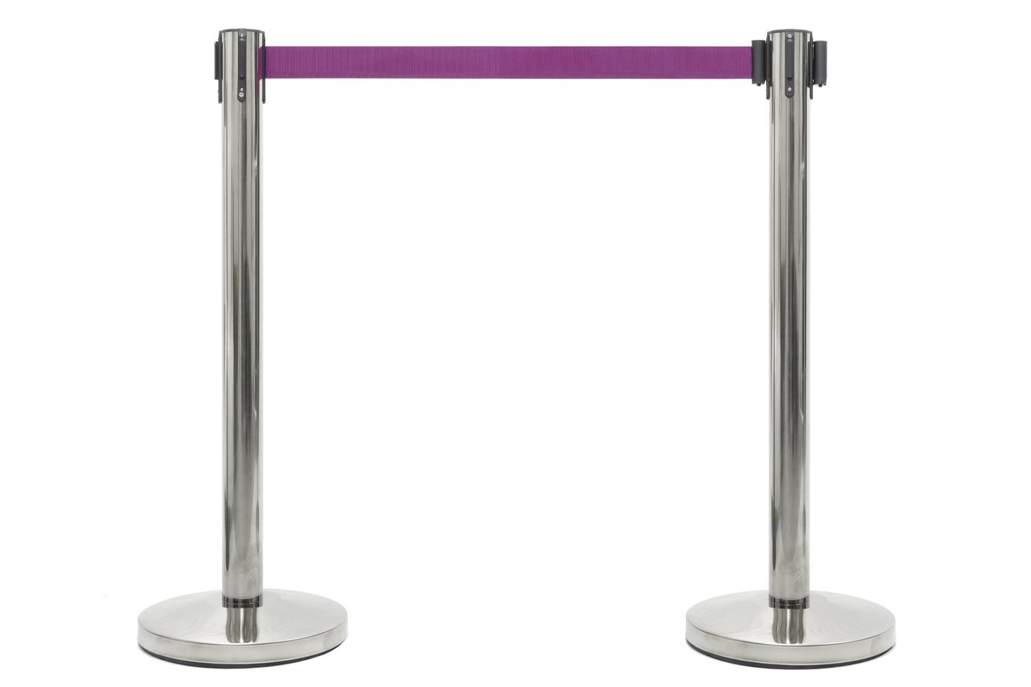 Chrome Afzetpaal met Trekband Paars