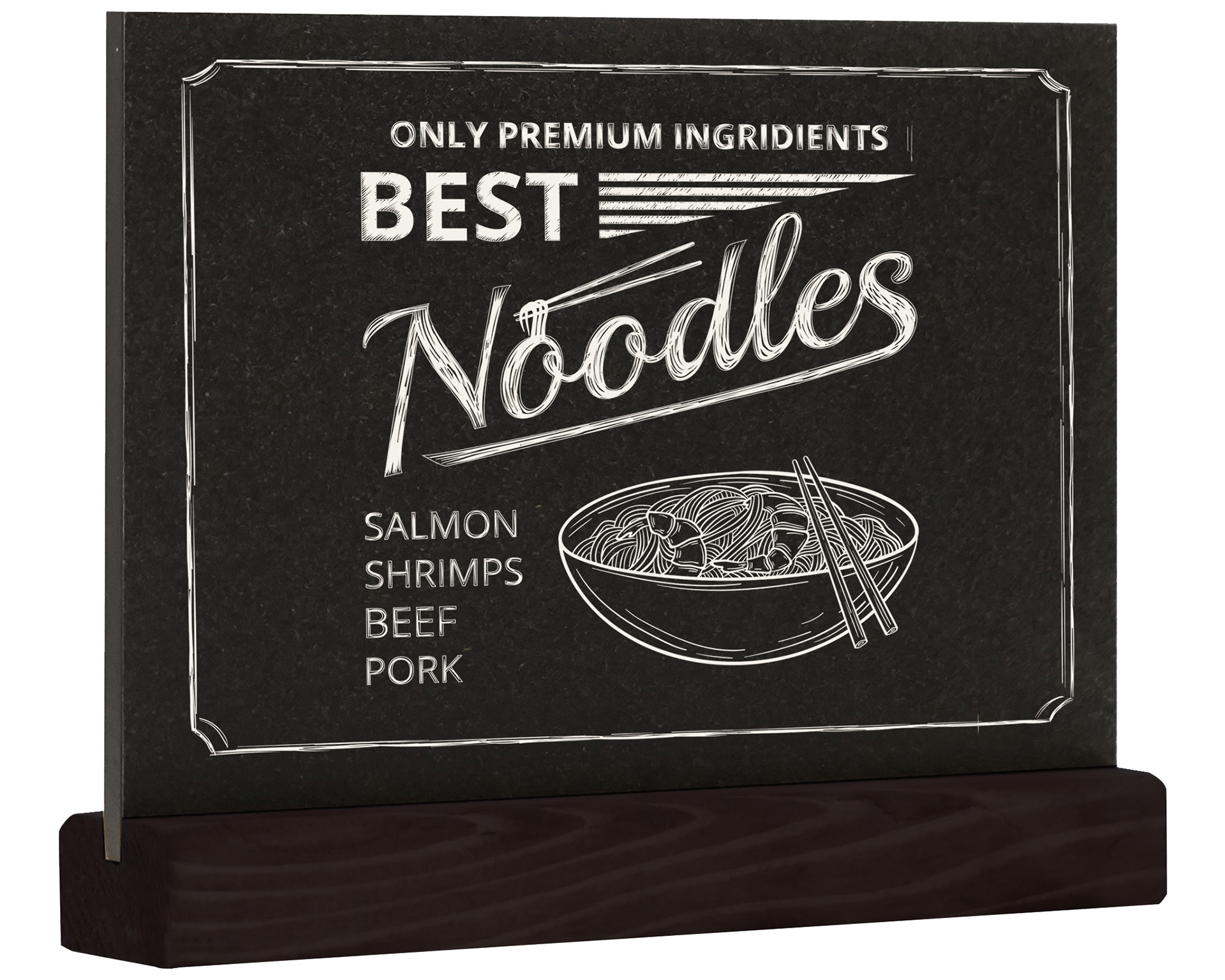 Krijtbord A5 liggend - Voet zwart