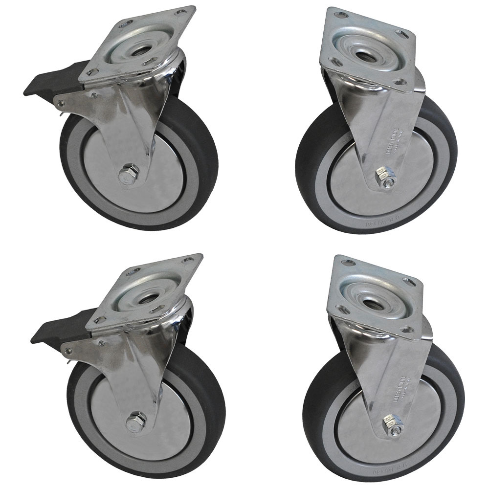 Diamond – Set mit 4 drehbaren Rädern aus Edelstahl