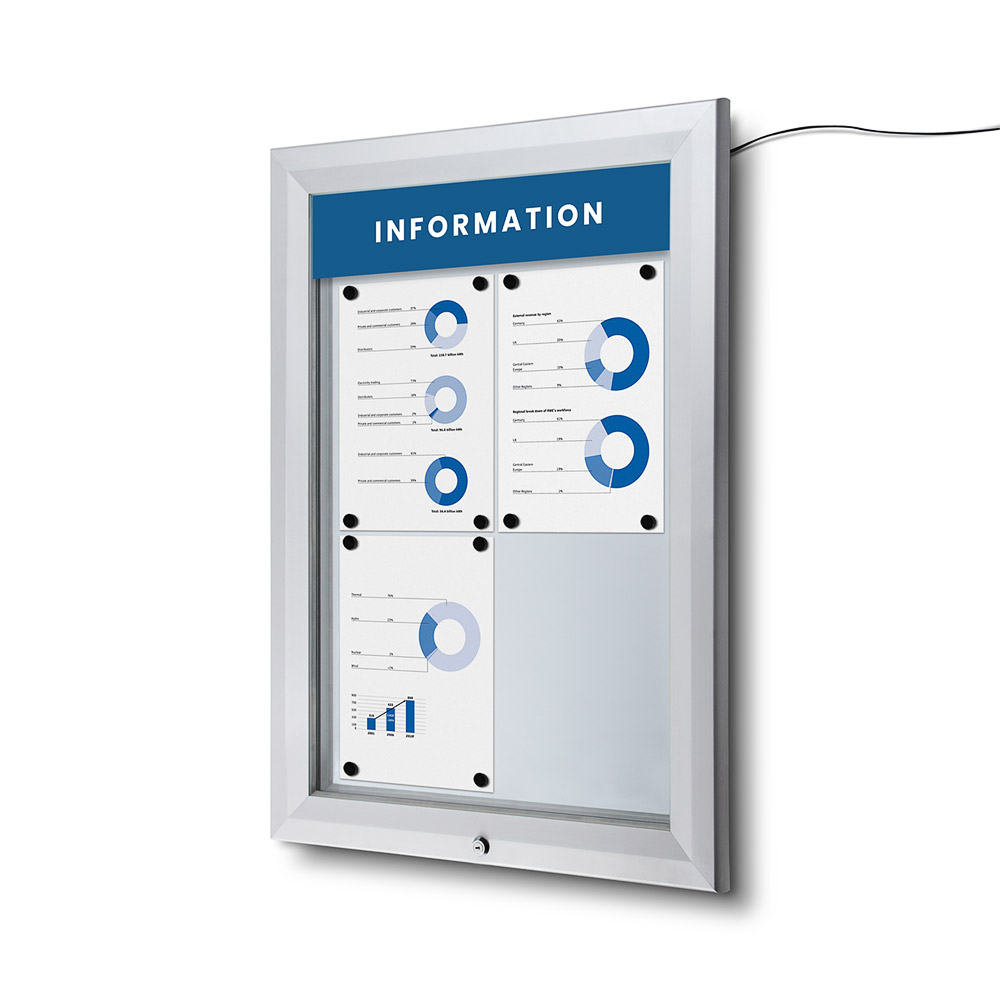 Vergrendelbaar Notitiebord Outdoor Verlicht Logo 4x A4