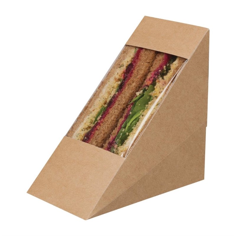 Boîtes à Sandwichs Compostables | Triangulaire | Avec Fenêtre | 500 Pièces