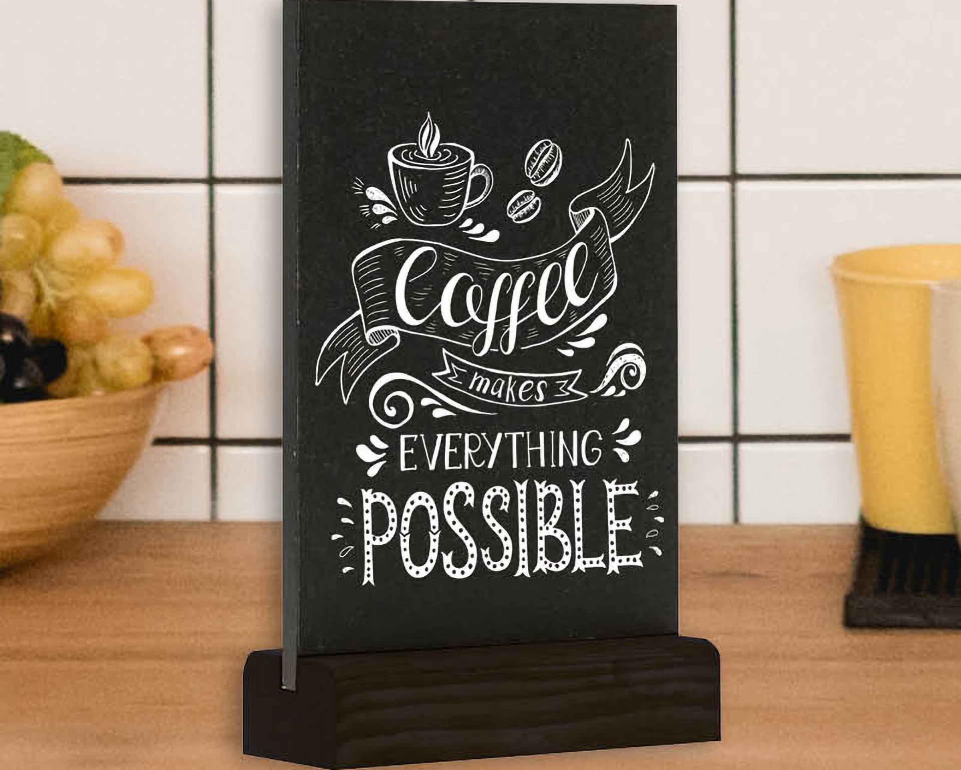 Tableau noir A6 format portrait - socle noir