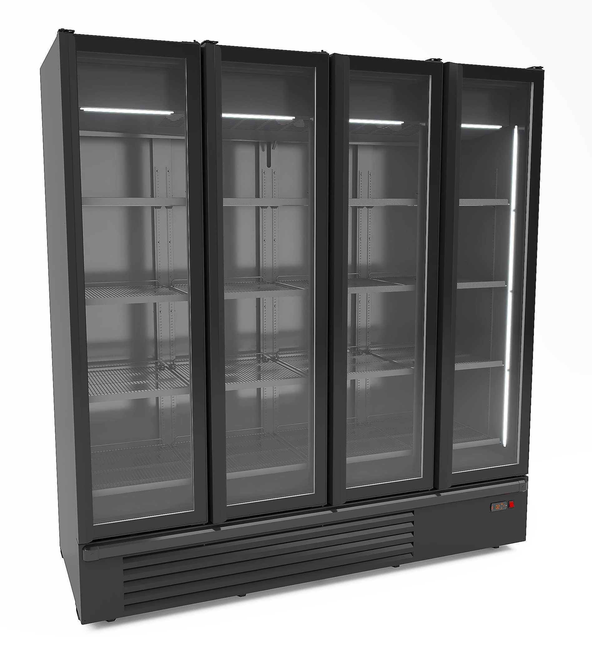 Kühlschrank 4 Glastüren Schwarz 1850L