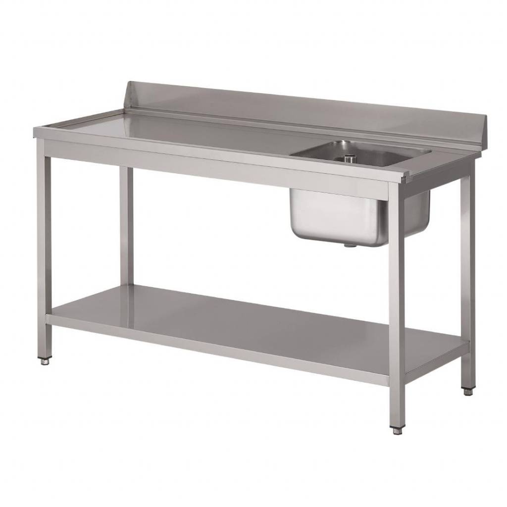Table d'entrée Lave-Vaisselle INOX | Bac à Droite | Dosseret et Etagere Basse | 1000x700x850(h)mm