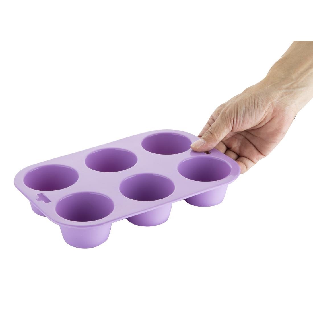 Moule 6 muffins flexible en silicone Hygiplas violet 