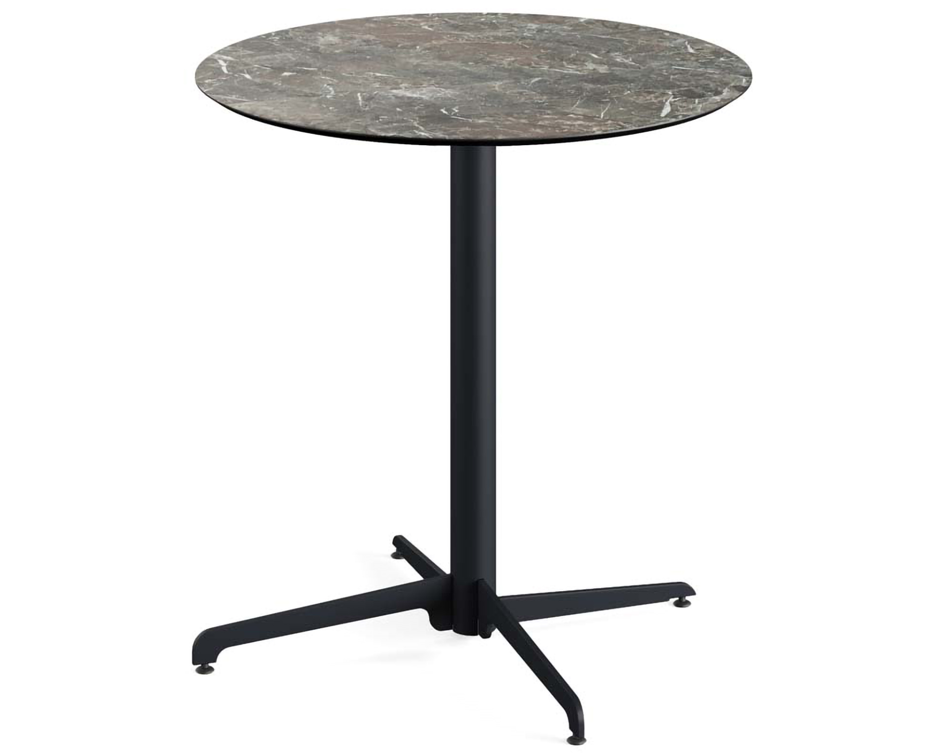 X Cross terrastafel zwart frame + Galaxy Marble HPL tafelblad tafelblad Ø70cm