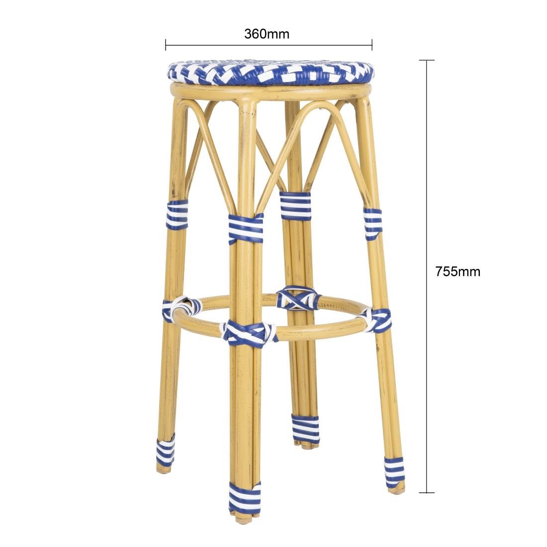 Bolero Parijse Stijl PE Rattan Barkrukken Blauw (2 Pack)