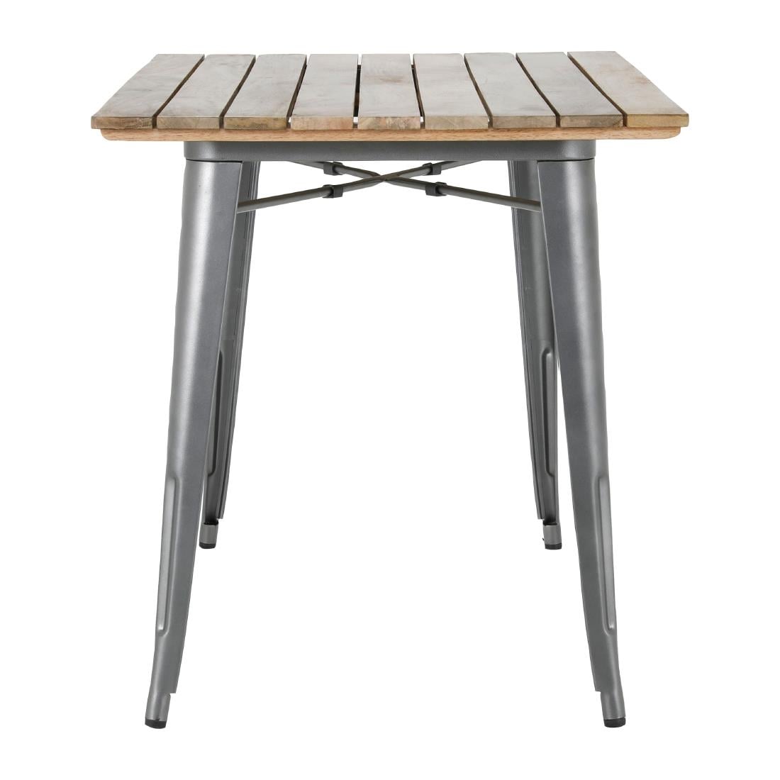 Bolero Bistro Esstisch Latten-Mangoholzplatte Gunmetal 1200mm