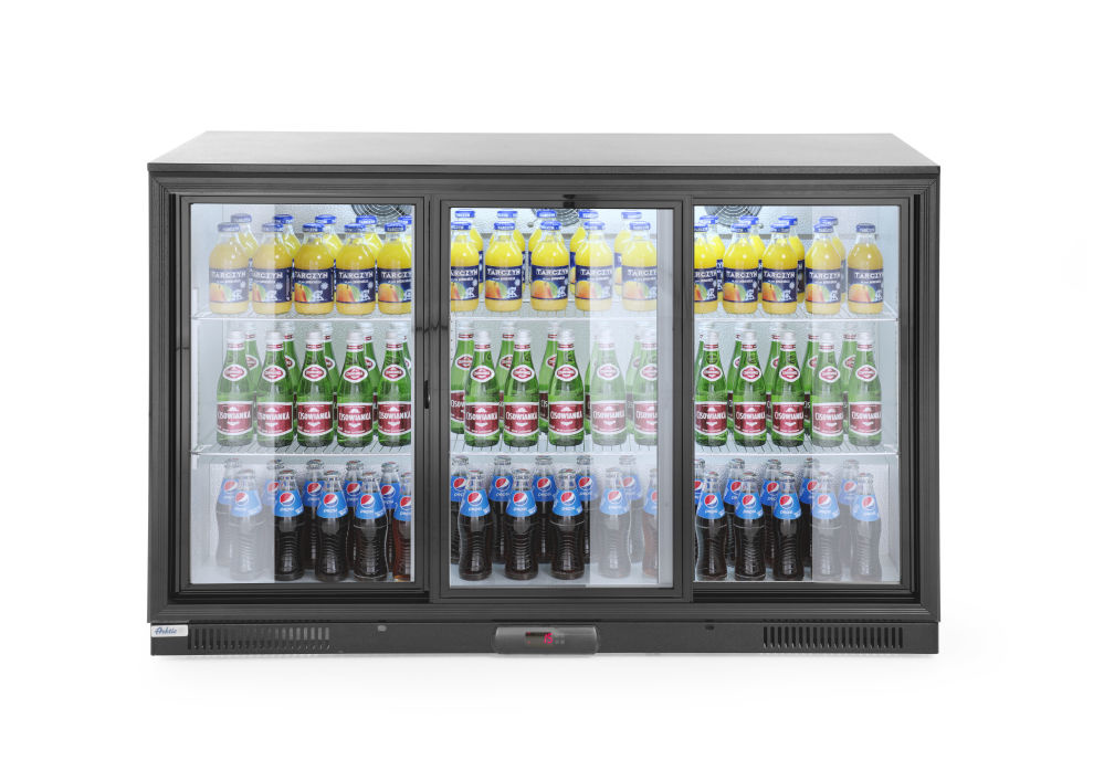 Réfrigérateur de bar avec portes coulissantes | 338 Litres | 6 étagères chromées | 1335x500x (H) 900mm