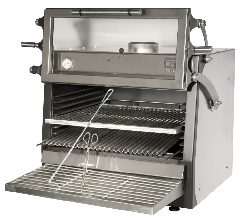 RVS Houtskool Oven BBQ | GN1/1+GN2/4 | 75kg/h | Hef Deur | 900x722/953x(H)690/840mm