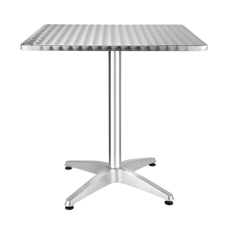 Table de bistrot avec plateau en Inox - Pied en Aluminium - 70x70(h)72cm