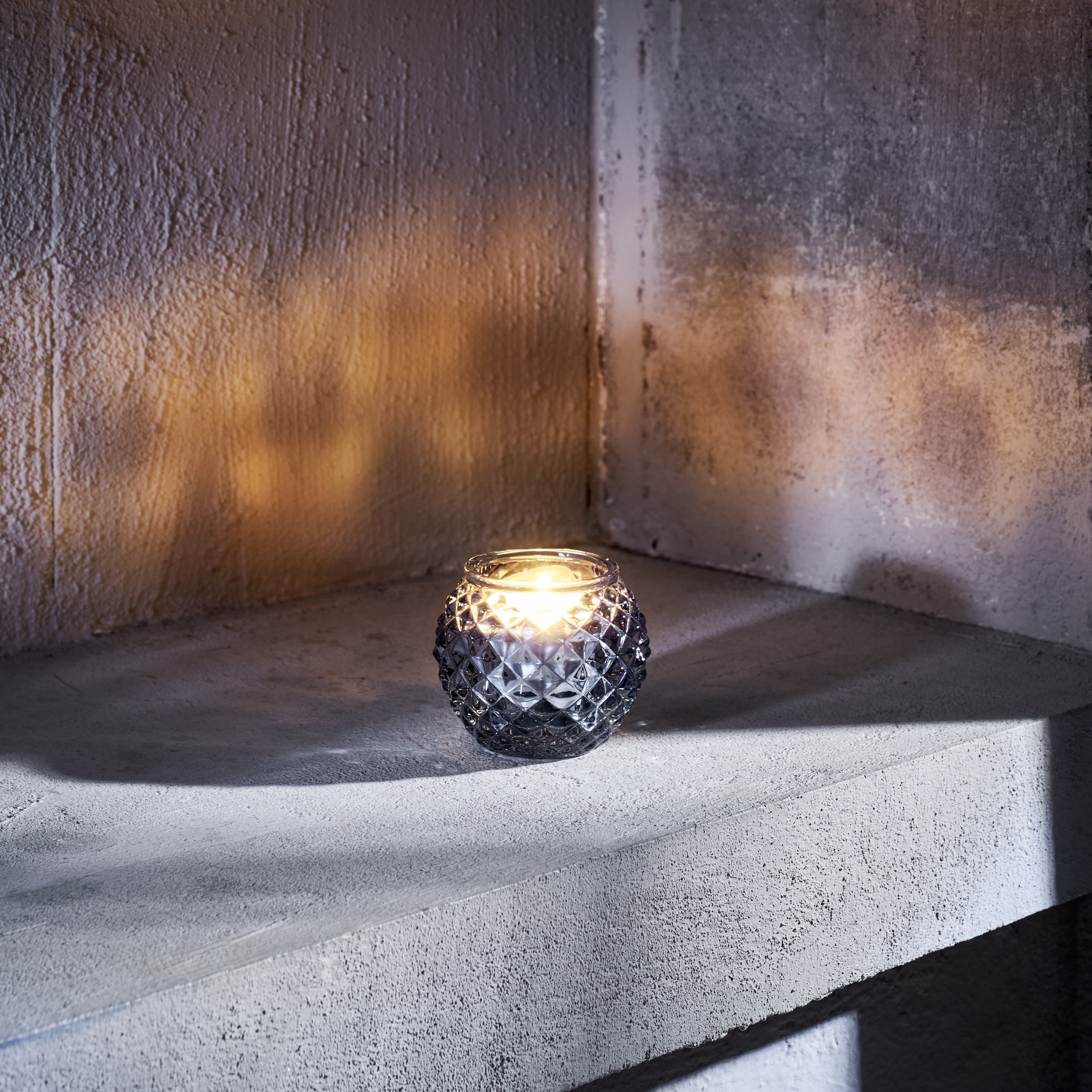 Bal staalblauw YUYU, Ø 7,5 cm, hoogte 6 cm, glas