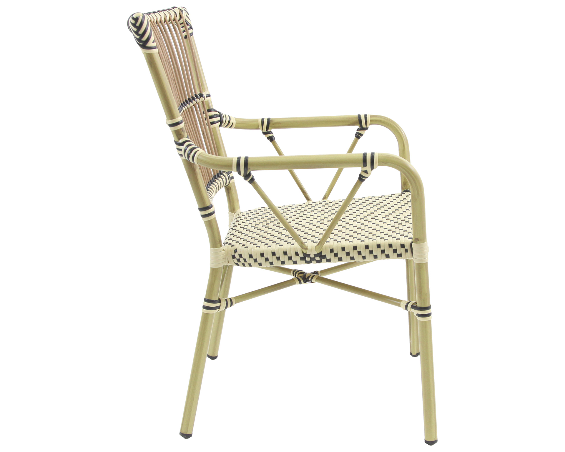 Chaise bistro James - rotin - bambou blanc/noir