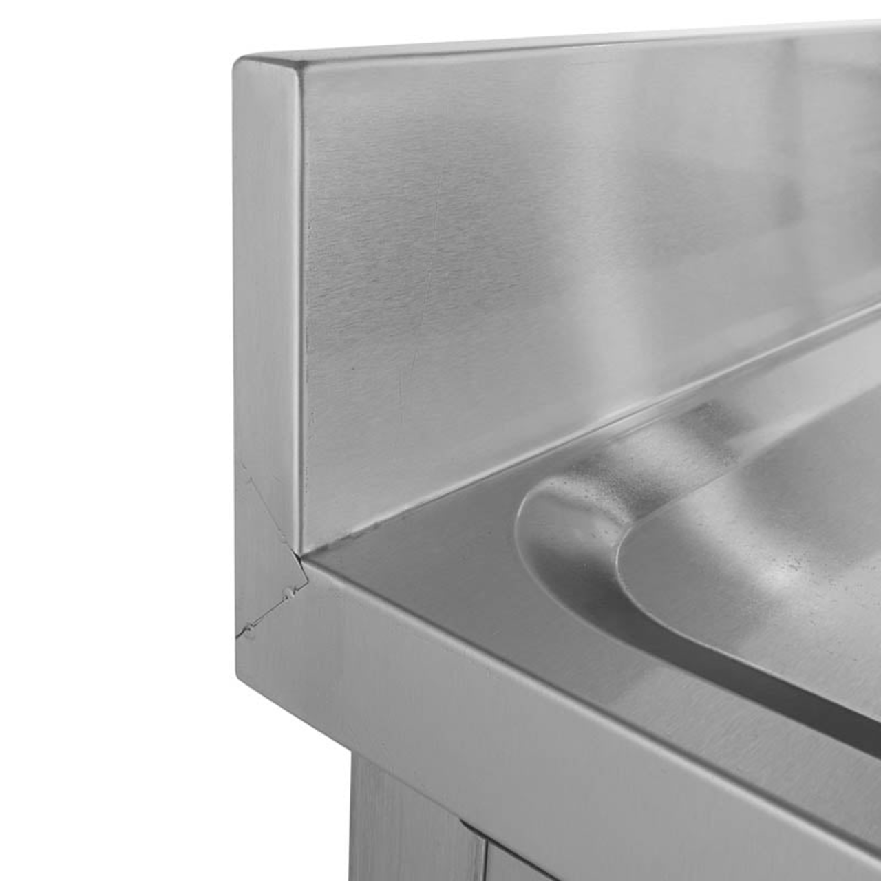 Spültisch Basic 10x7 mit 1 Becken links, Aufkantung und Grundboden