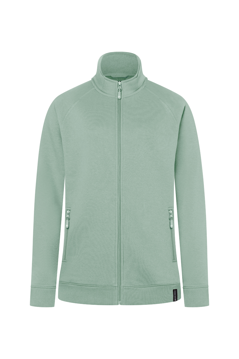 Damen Workwear Sweatjacke Soft-Face, aus nachhaltigem Material - Pistaziengrün - L