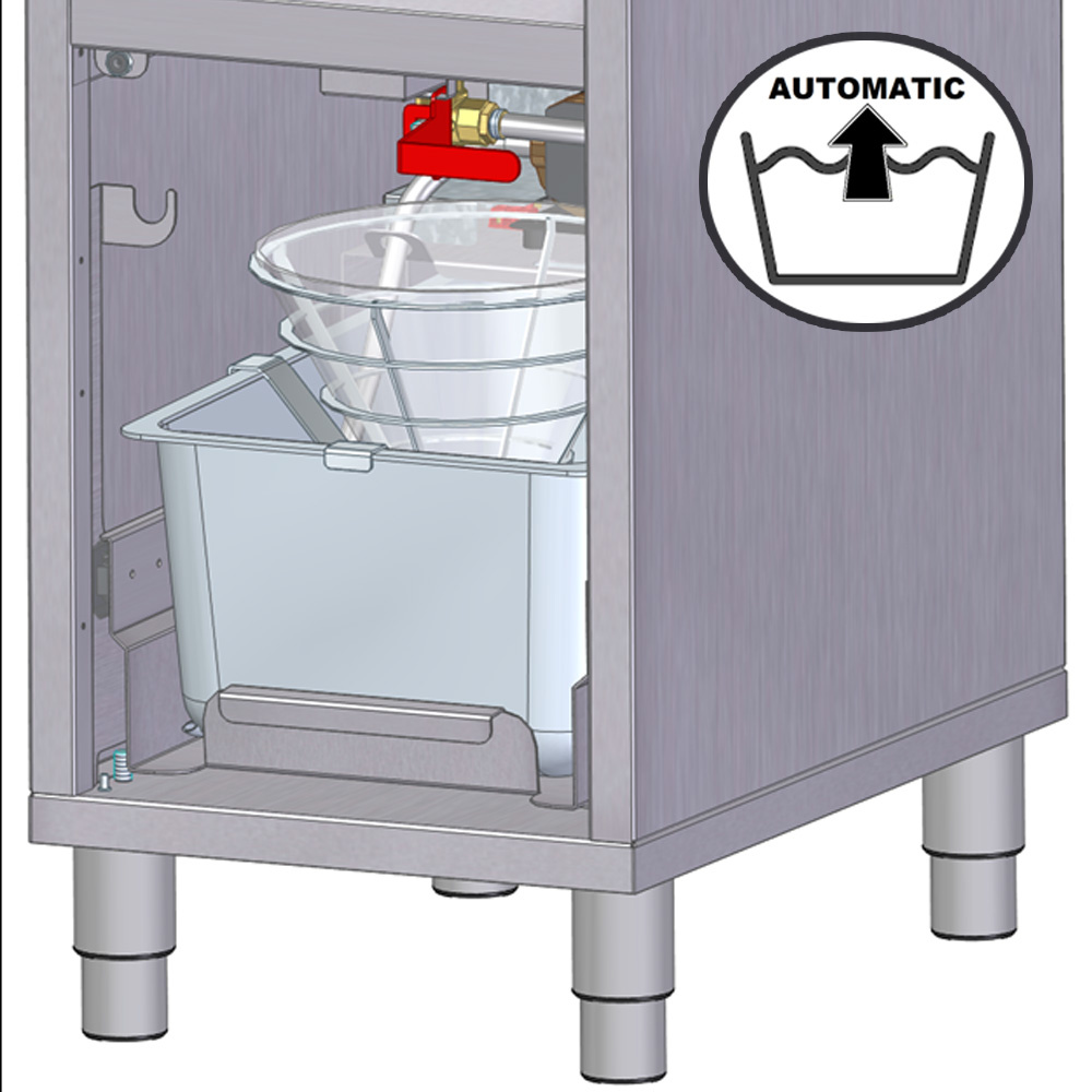 Elektrische Fritteuse mit Filtersystem, 1 Behälter 16 Liter, auf Möbel