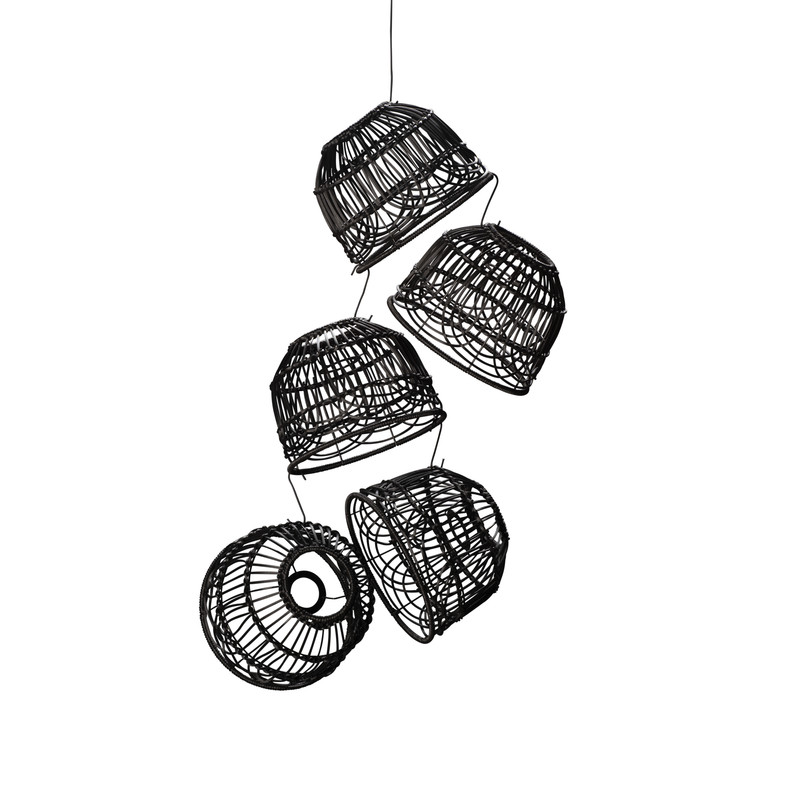 Lampenschirm schwarzes Rattan für Partyleuchte - 20x15cm - 5 Stück