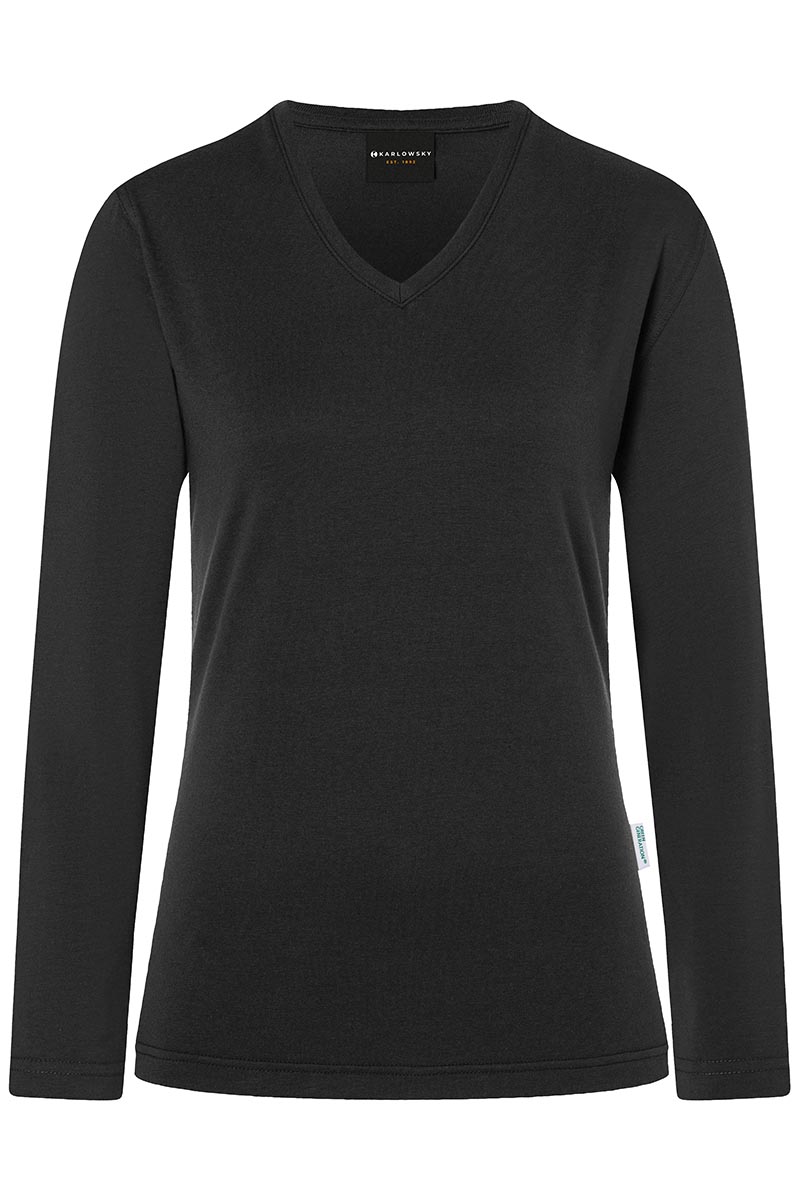 Langarm Damen Workwear Shirt Casual-Flair - Schwarz - L