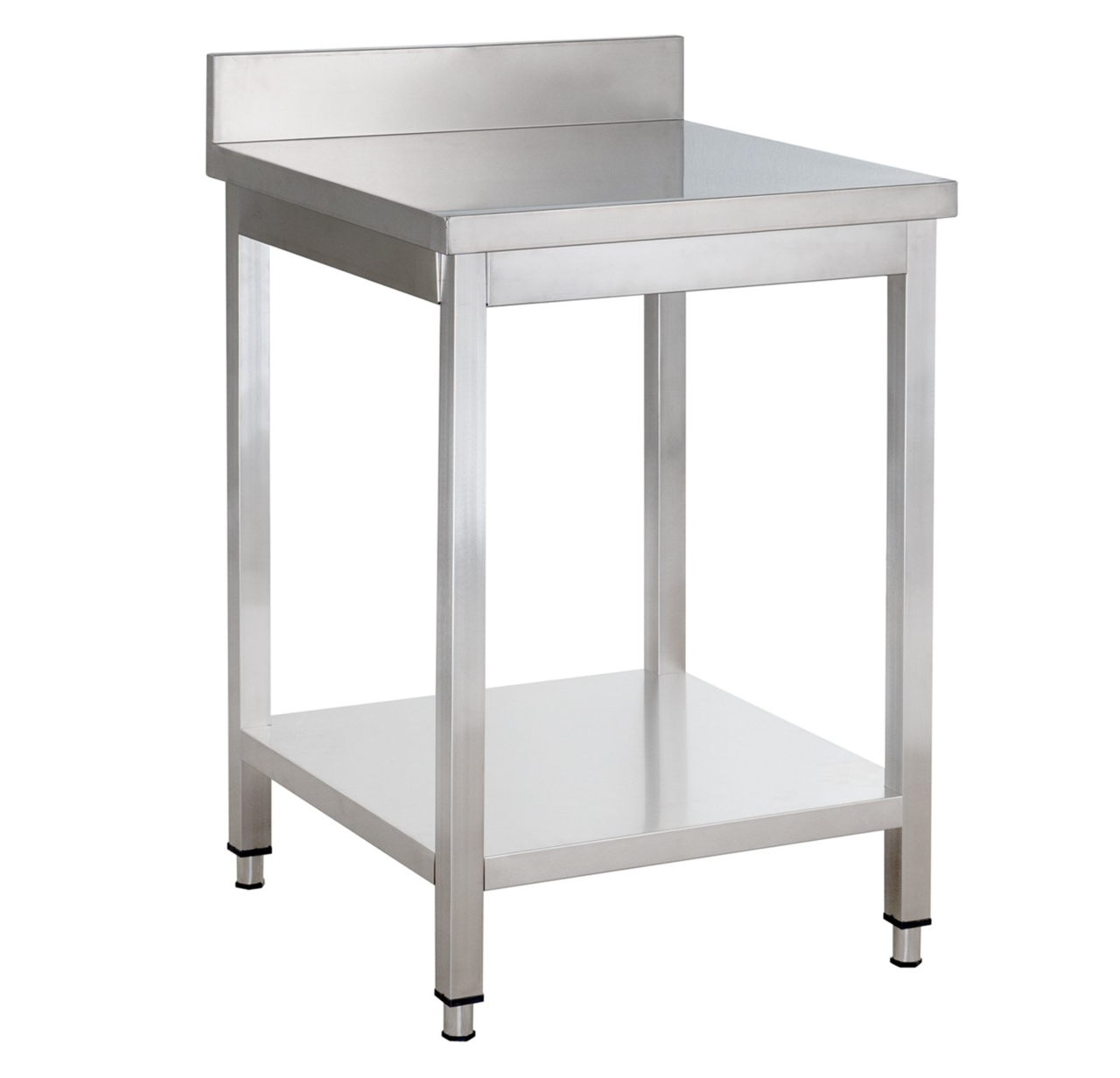 Table de travail en inox Basique 6x6 avec étagère inférieure et dosseret