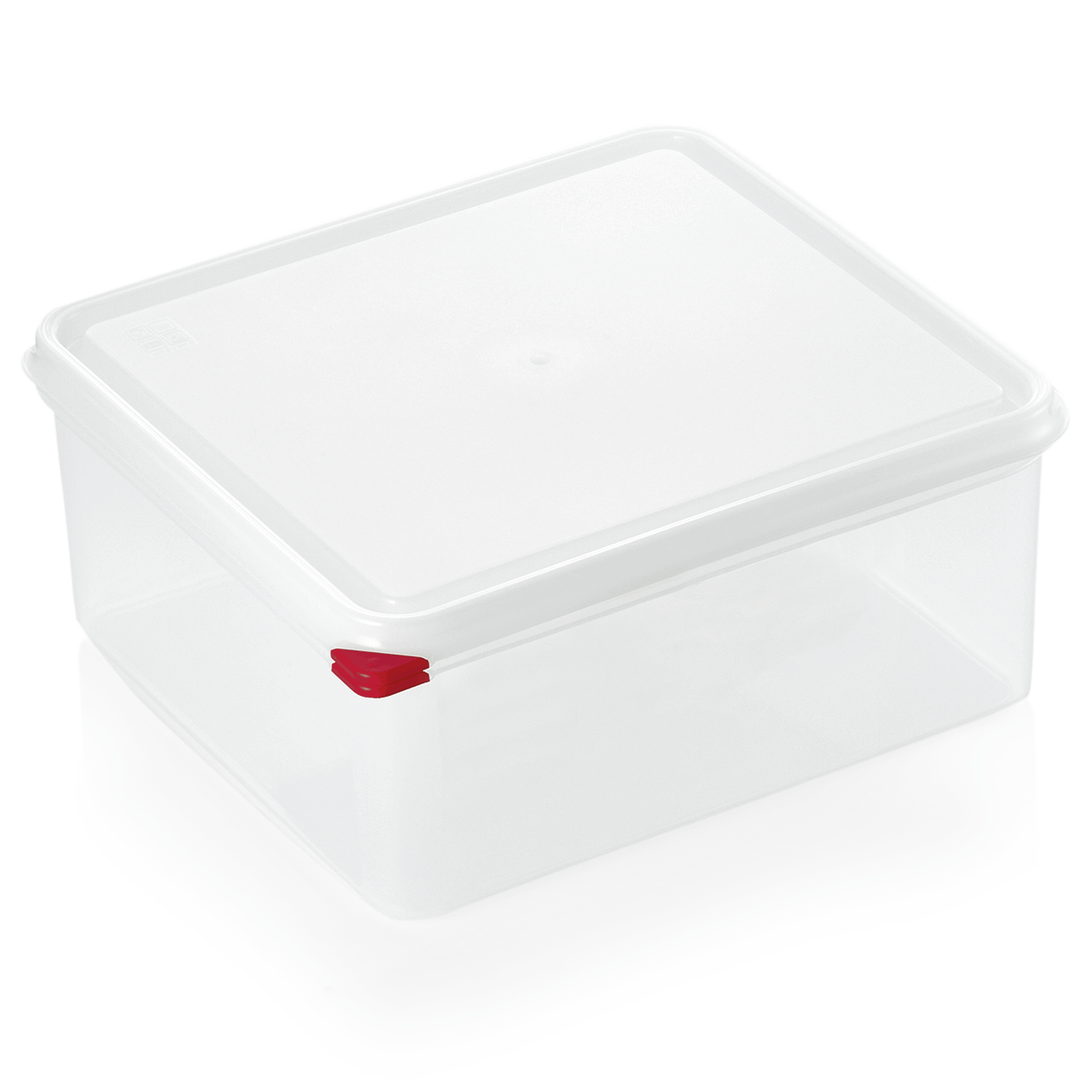 GN-bakset GN 86 2/3-150 mm, met deksel, met rode clip, set van 8 stuks, polypropyleen
