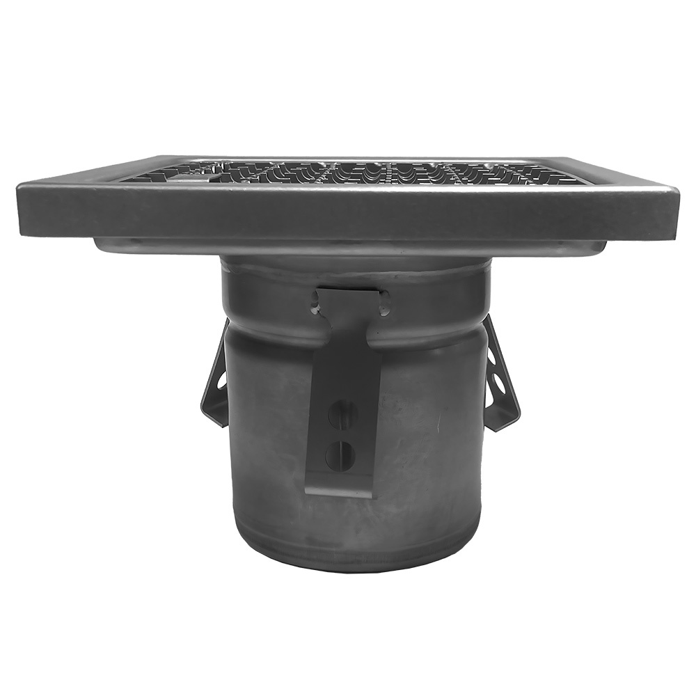 Bodenrinne aus Edelstahl 300x300, seitlicher Ausgang