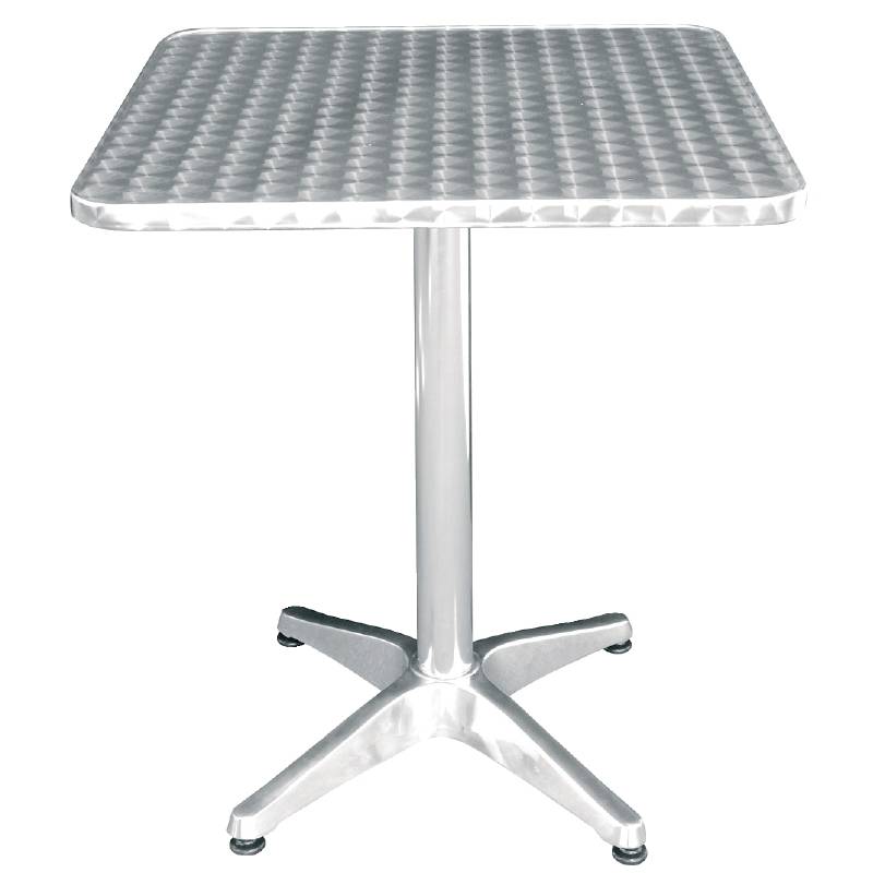 Table de bistrot avec plateau en Inox - Pied en Aluminium - 60x60(h)72cm