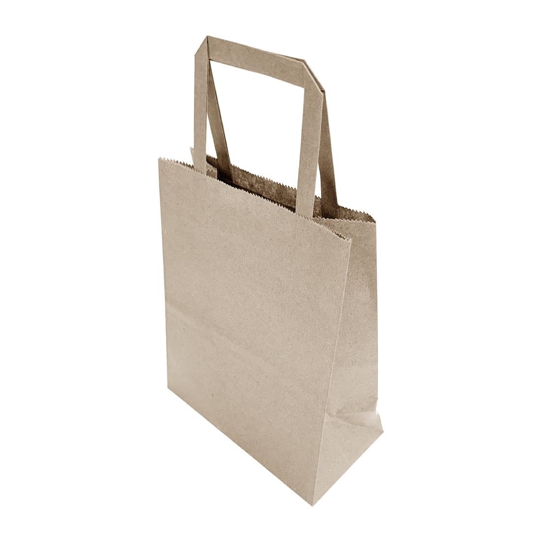 Fiesta Recycelbare braune Papiertüten mit flachen Griffen klein (250 Stück)