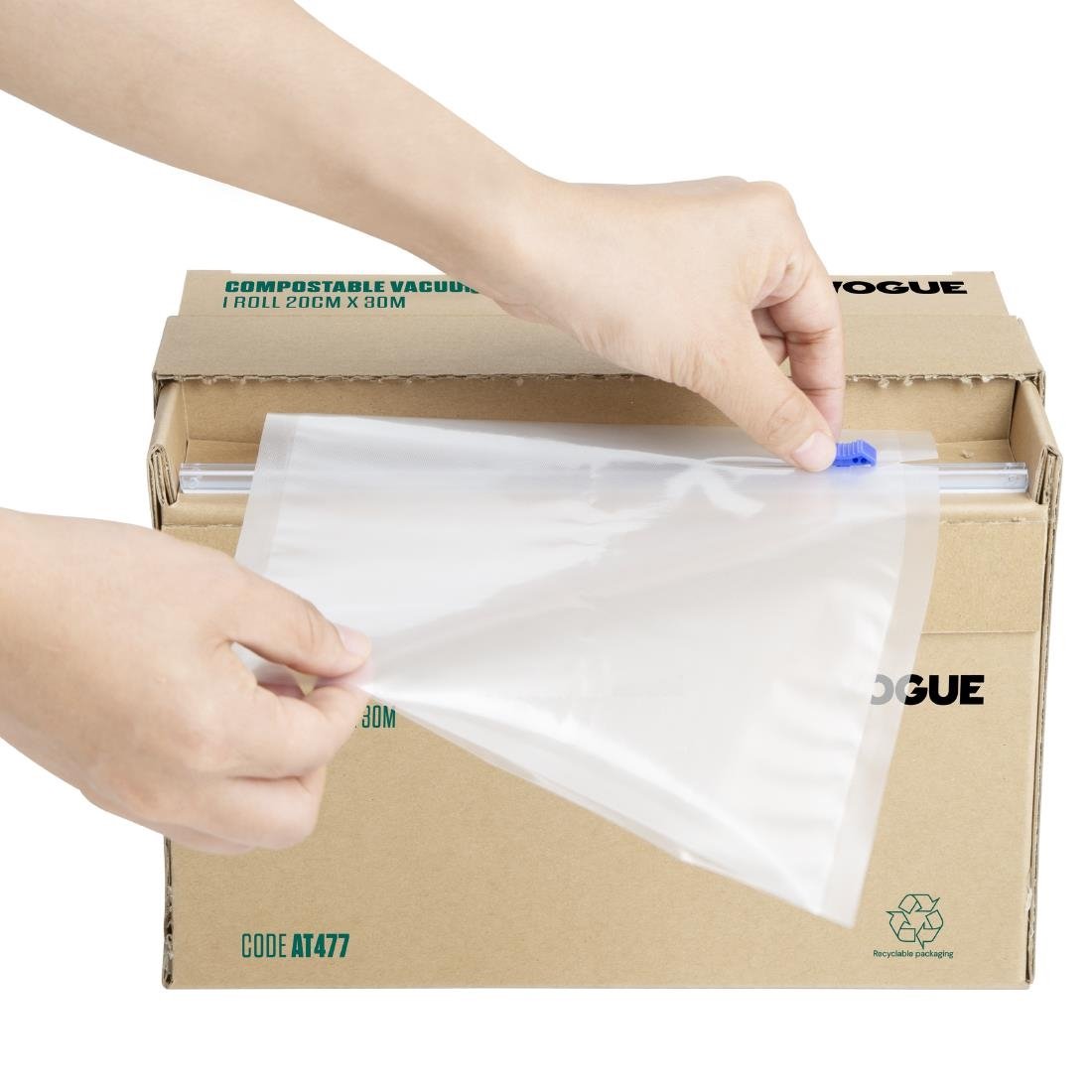 Vogue Kompostierbare Vakuumverpackungsrollen Schneiderbox 20cm x 30m
