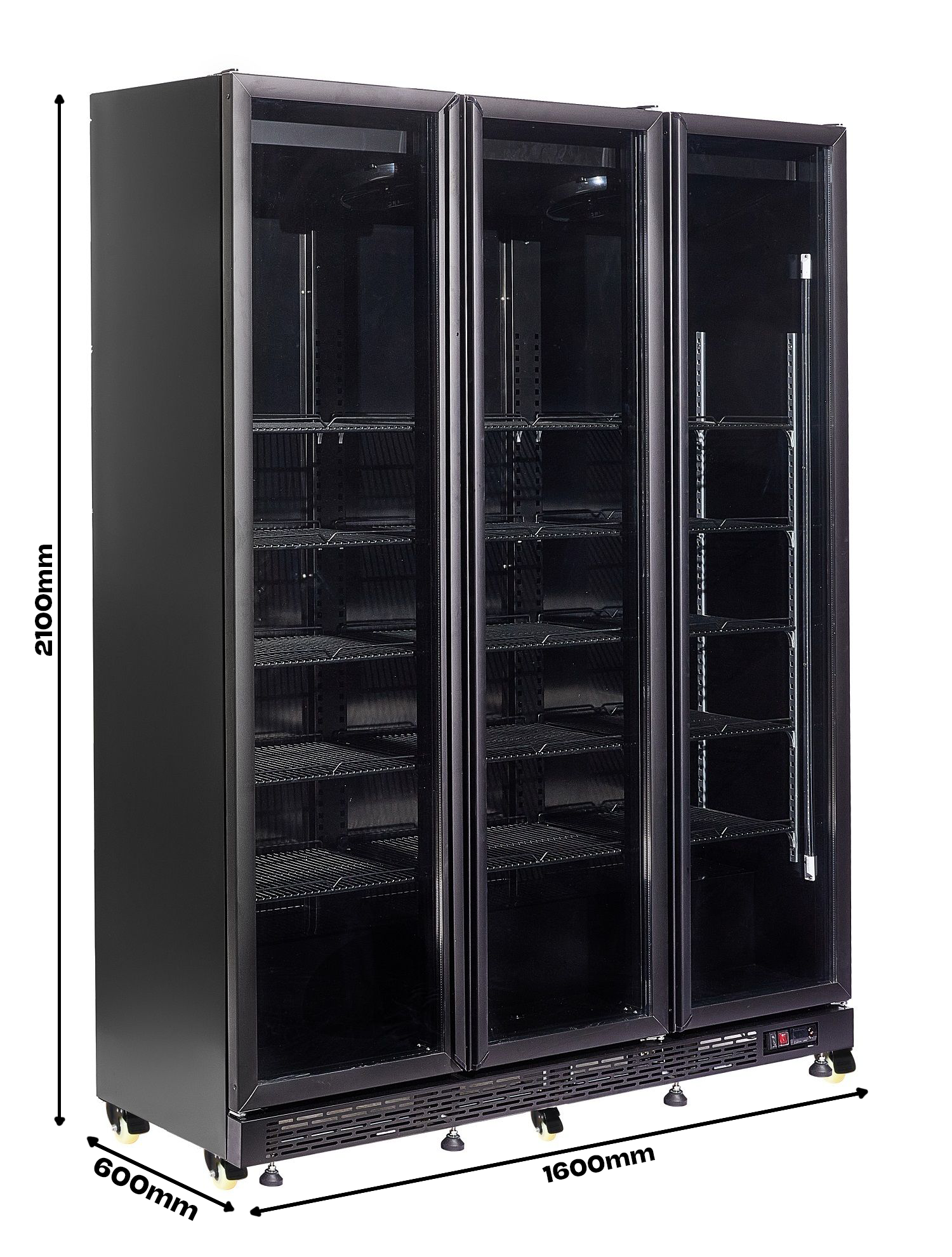 Réfrigérateur 3 Portes En Verre Noir Nap-1200 Ht - Avec Porte Chauffante