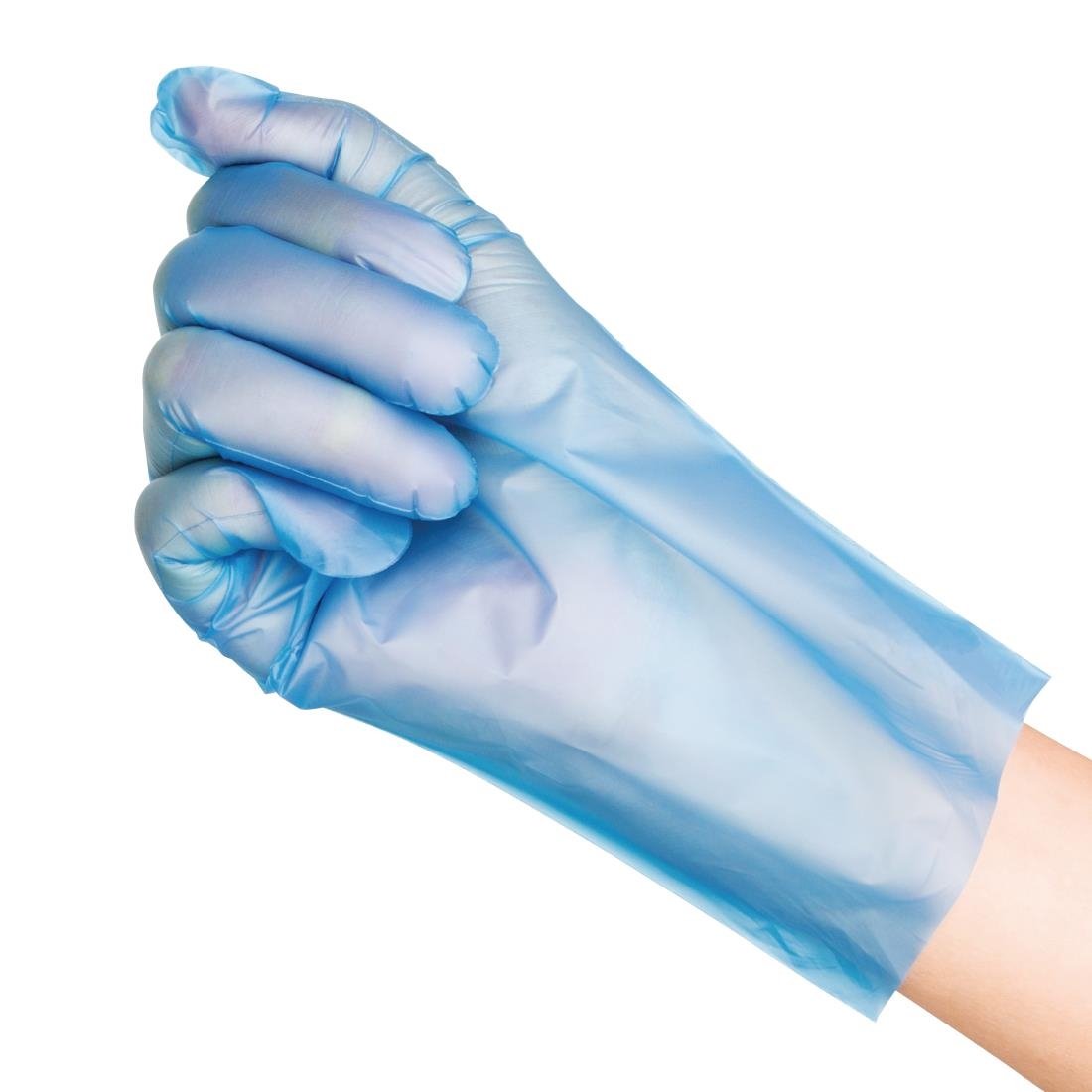 Nisbets Essentials poedervrije TPE handschoenen blauw M (200 stuks)