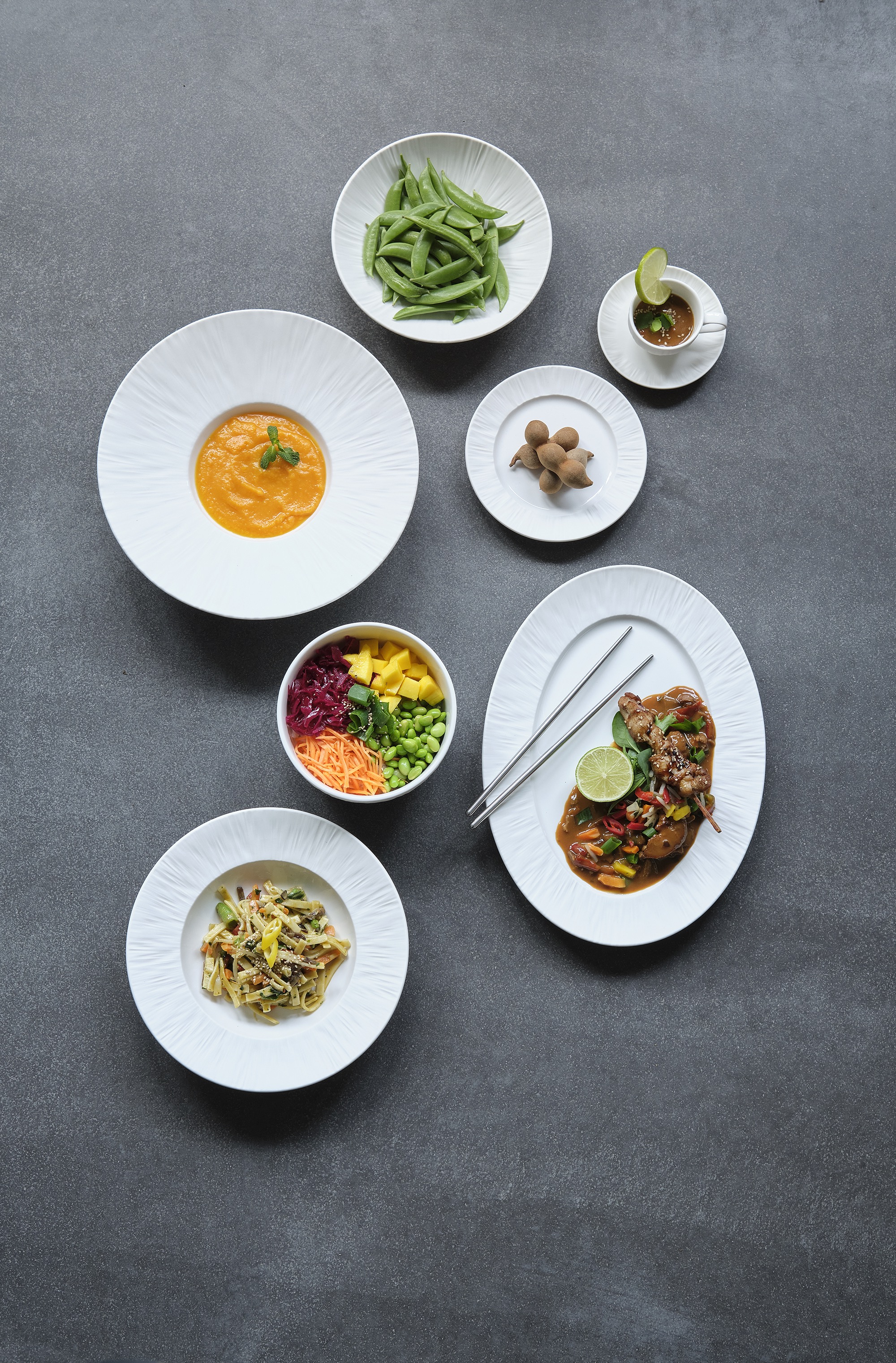 Schaalenset MAYA SHIRO, diep, Ø 22,5 cm, 0,75 liter, wit, set van 3 stuks, porselein