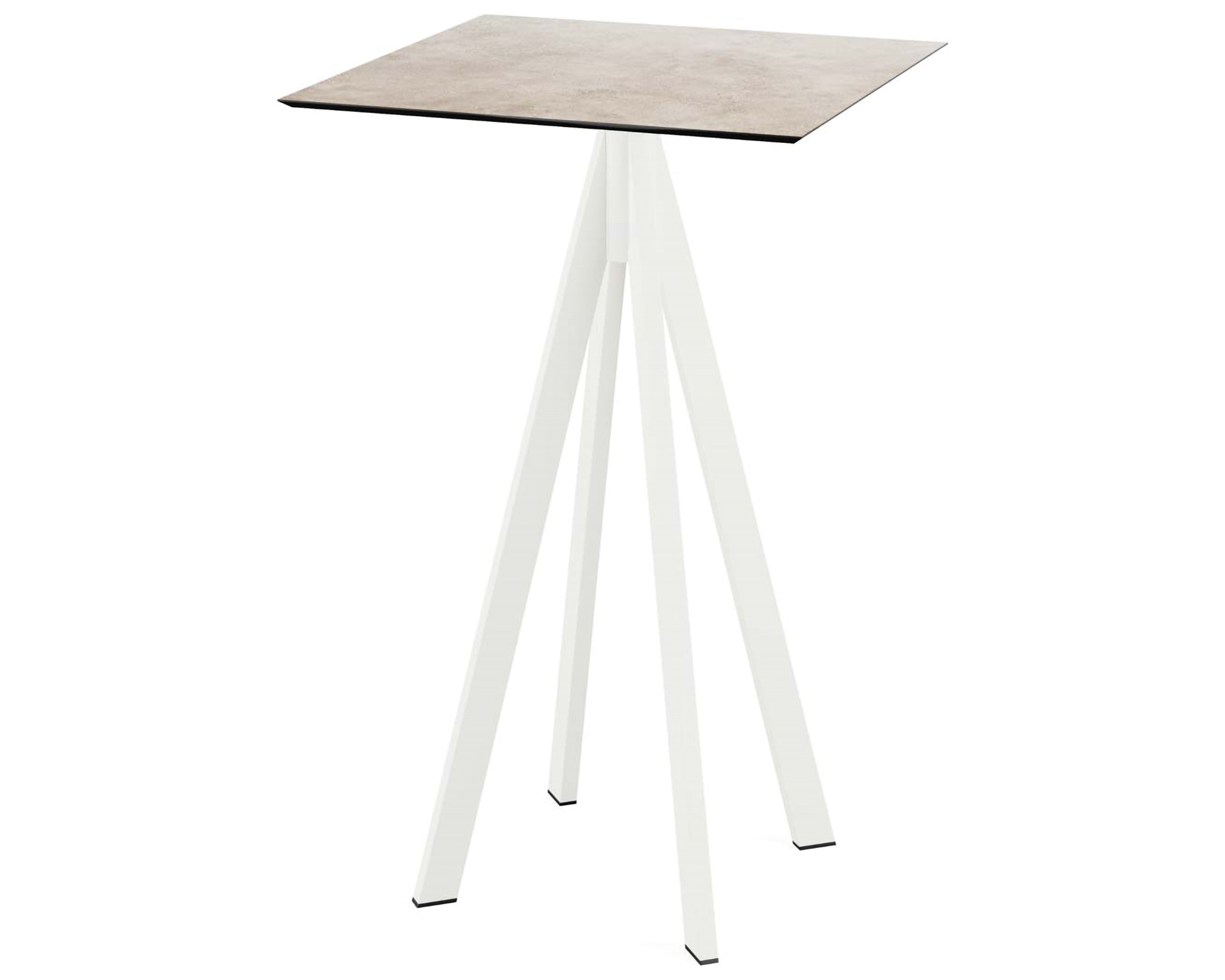 Table de bar Infinity piètement blanc + plateau HPL Moonstone 70x70cm