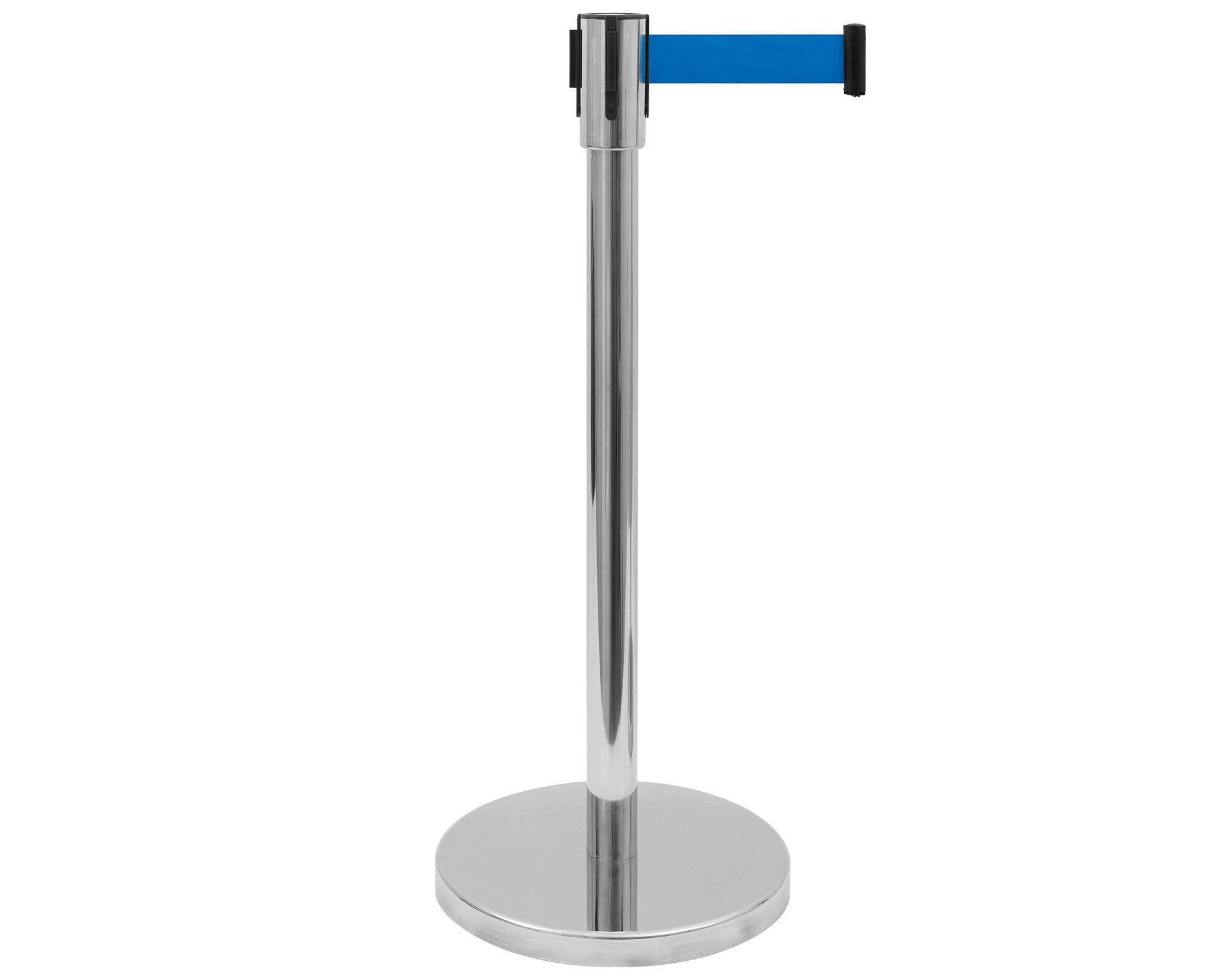 Absperrpfosten Edelstahl  8kg - Zugband Blau 300cm