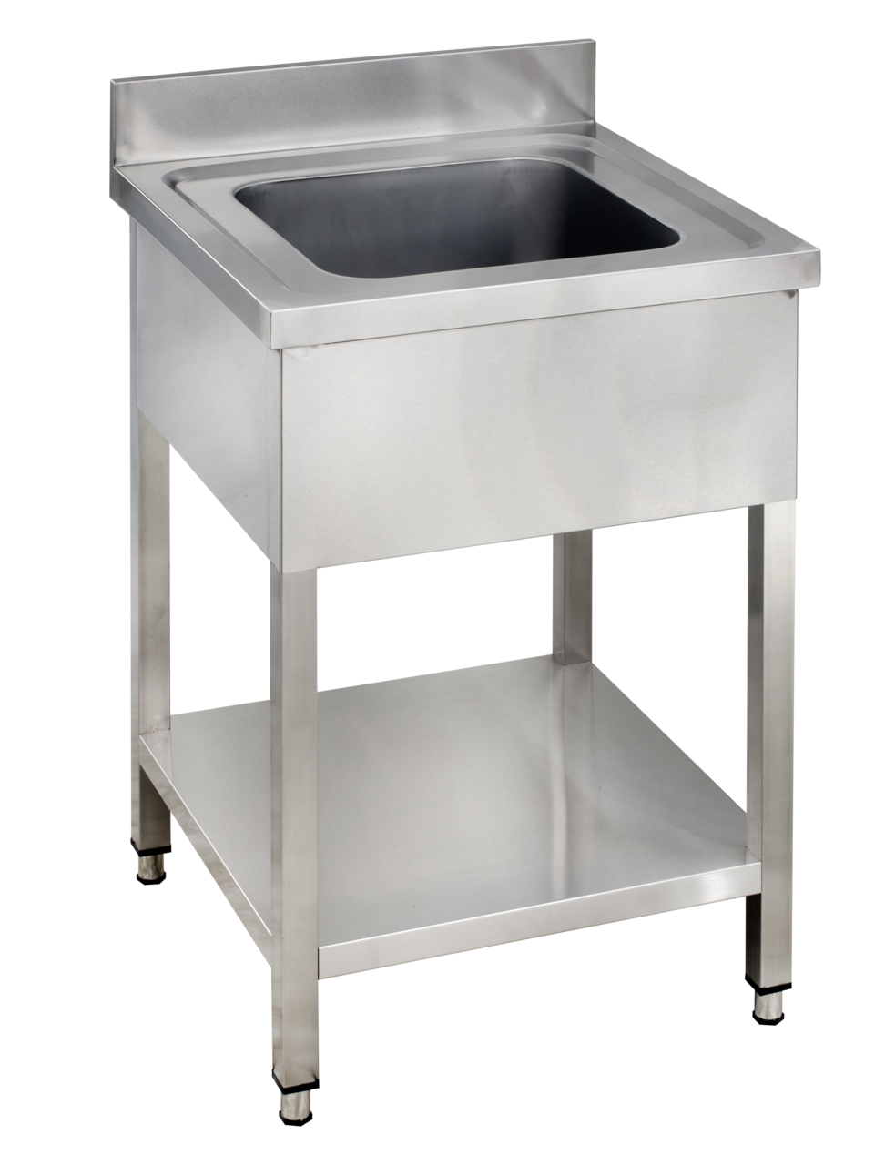 Table de lavage Basic 6x6 avec 1 cuve, dosseret et étagère inférieure