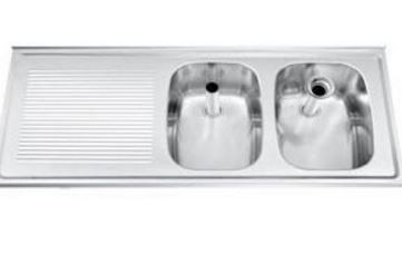 Spülbecken  Edelstahl + 2 Waschbecken rechts Gamko CO-SB1202R | Kreuzmotiv | 500x1200mm | COMMODE
