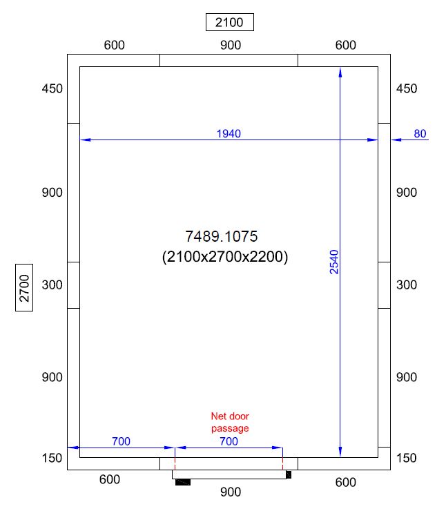 Koel/Vriescel 2100X2700X2200