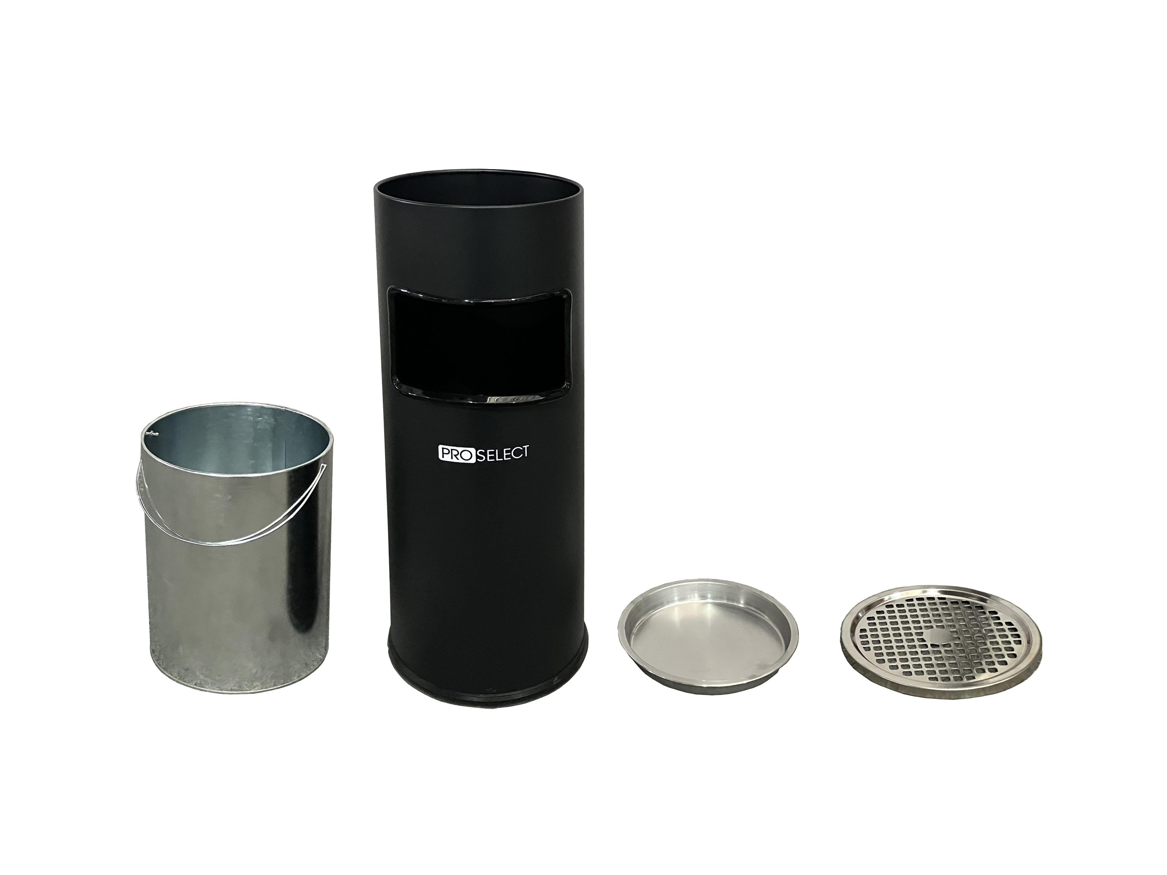 Staande asbak met afvalbak - 30L - Zwart